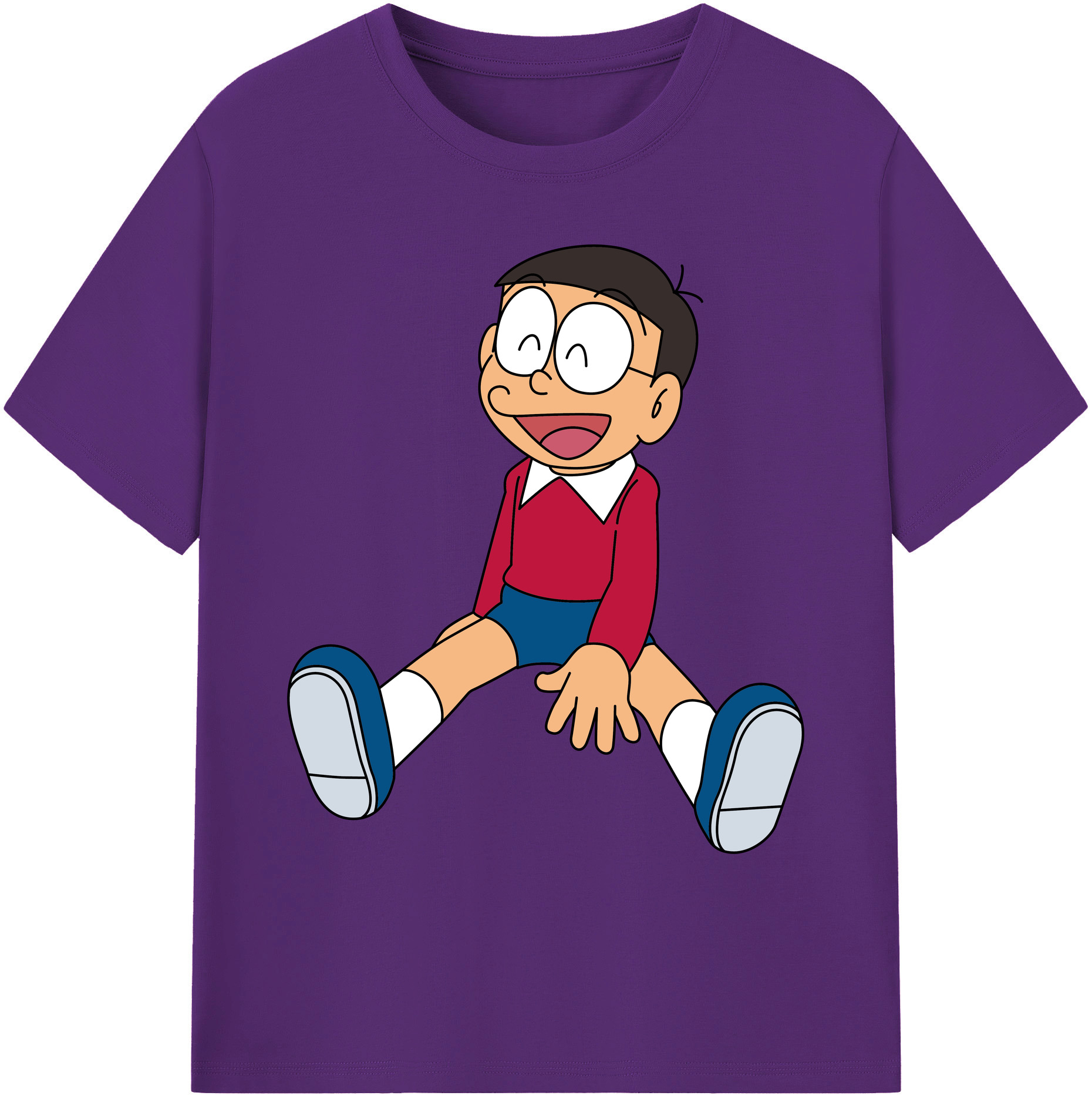 （画像用） ドラえもん 野比 のび太 Doraemon Nobita Nobi 綿100％ メンズ半袖Tシャツ｜肌触りやわらか＆通気性