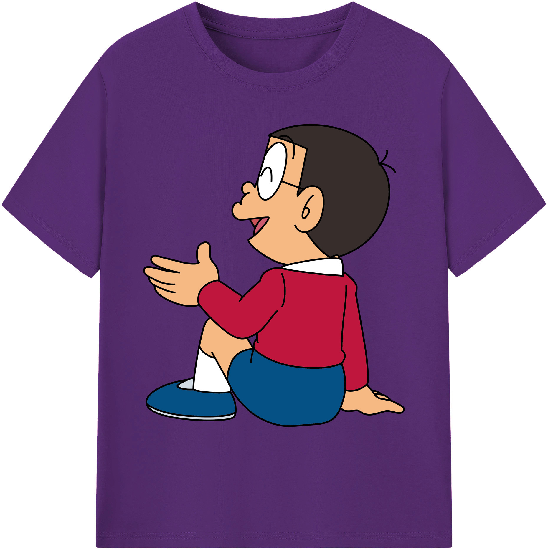 （画像用） ドラえもん 野比 のび太 Doraemon Nobita Nobi 綿100％ メンズ半袖Tシャツ｜肌触りやわらか＆通気性