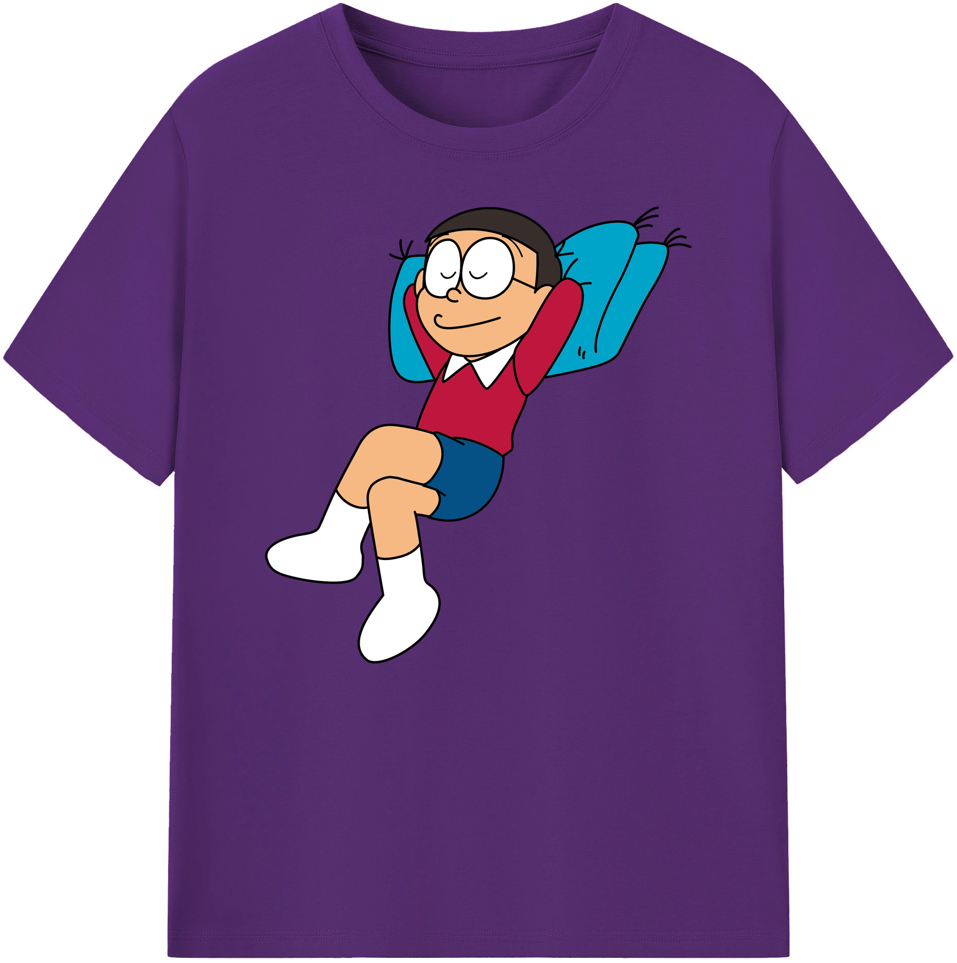 （画像用） ドラえもん 野比 のび太 Doraemon Nobita Nobi 綿100％ メンズ半袖Tシャツ｜肌触りやわらか＆通気性