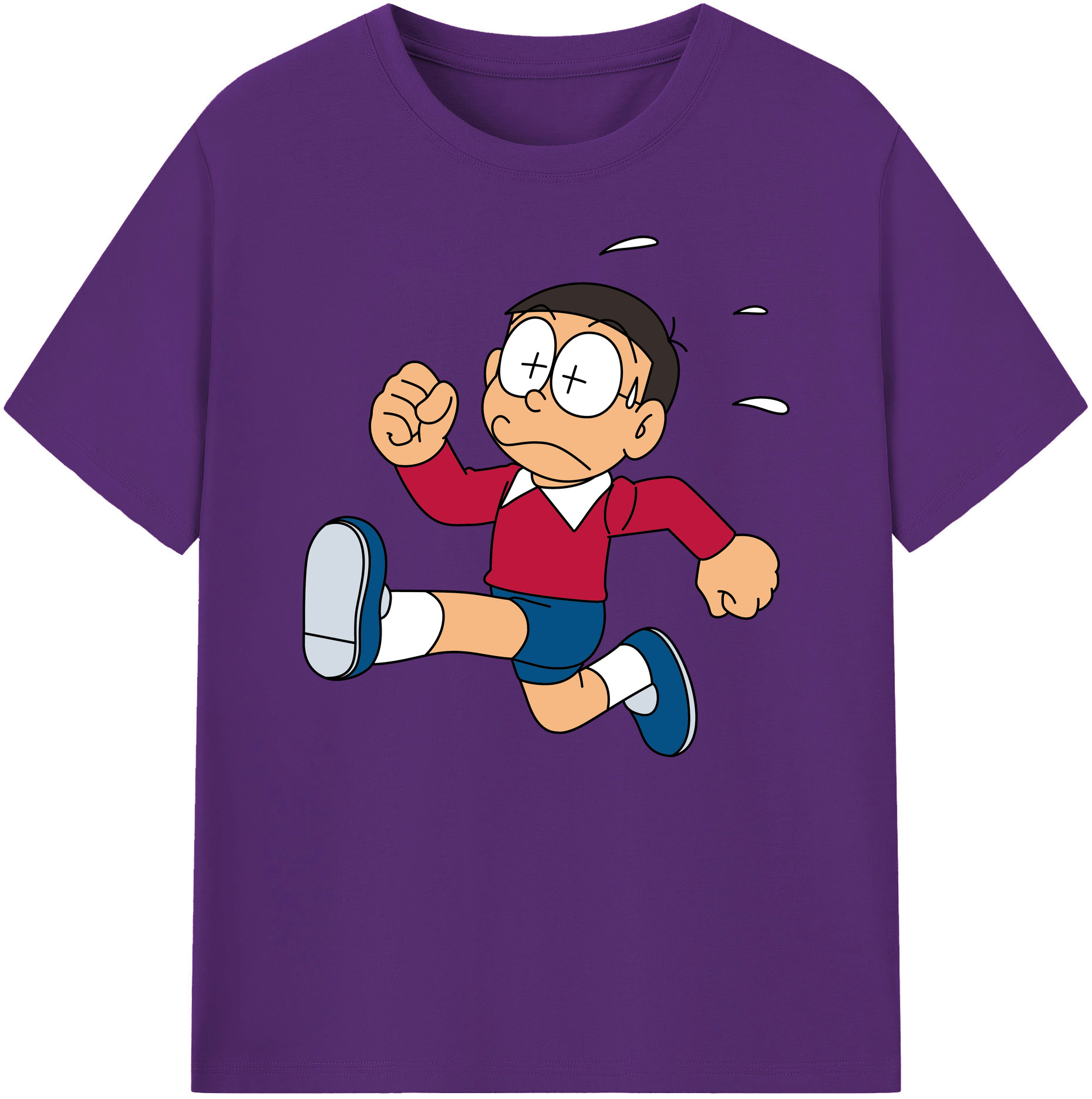 （画像用） ドラえもん 野比 のび太 Doraemon Nobita Nobi 綿100％ メンズ半袖Tシャツ｜肌触りやわらか＆通気性