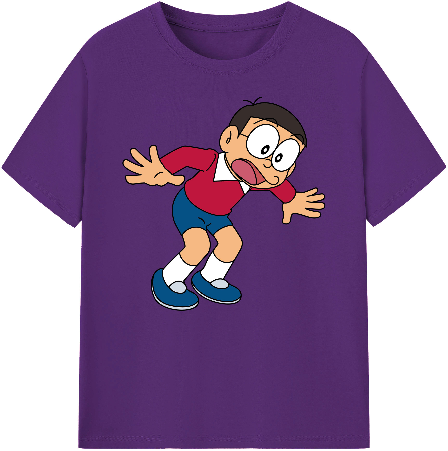 （画像用） ドラえもん 野比 のび太 Doraemon Nobita Nobi 綿100％ メンズ半袖Tシャツ｜肌触りやわらか＆通気性