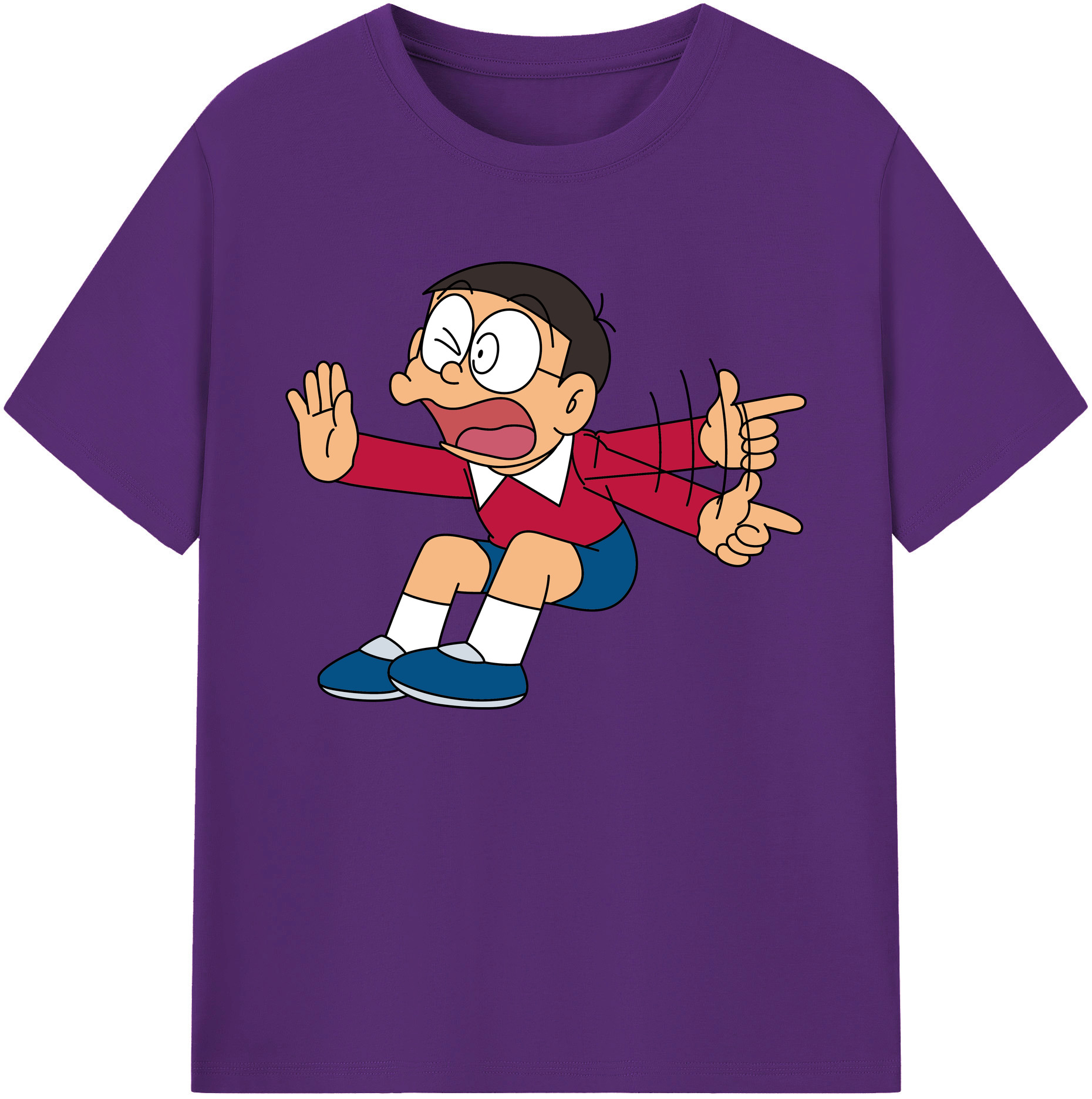 （画像用） ドラえもん 野比 のび太 Doraemon Nobita Nobi 綿100％ メンズ半袖Tシャツ｜肌触りやわらか＆通気性