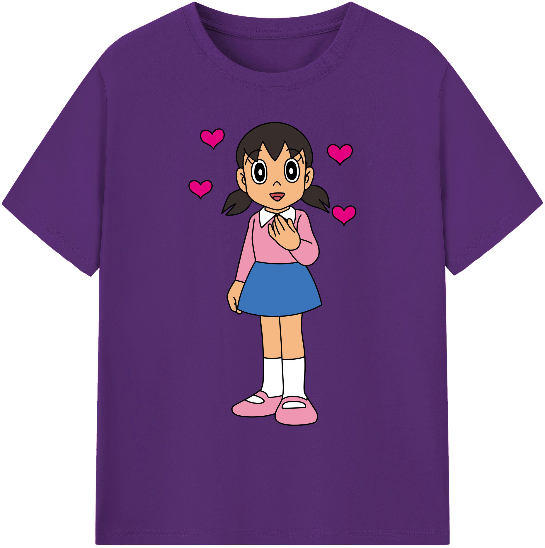 （画像用） ドラえもん みなもと しずか Doraemon Shizuka Minamoto 綿100％ メンズ半袖Tシャツ｜肌触りやわらか＆通気性
