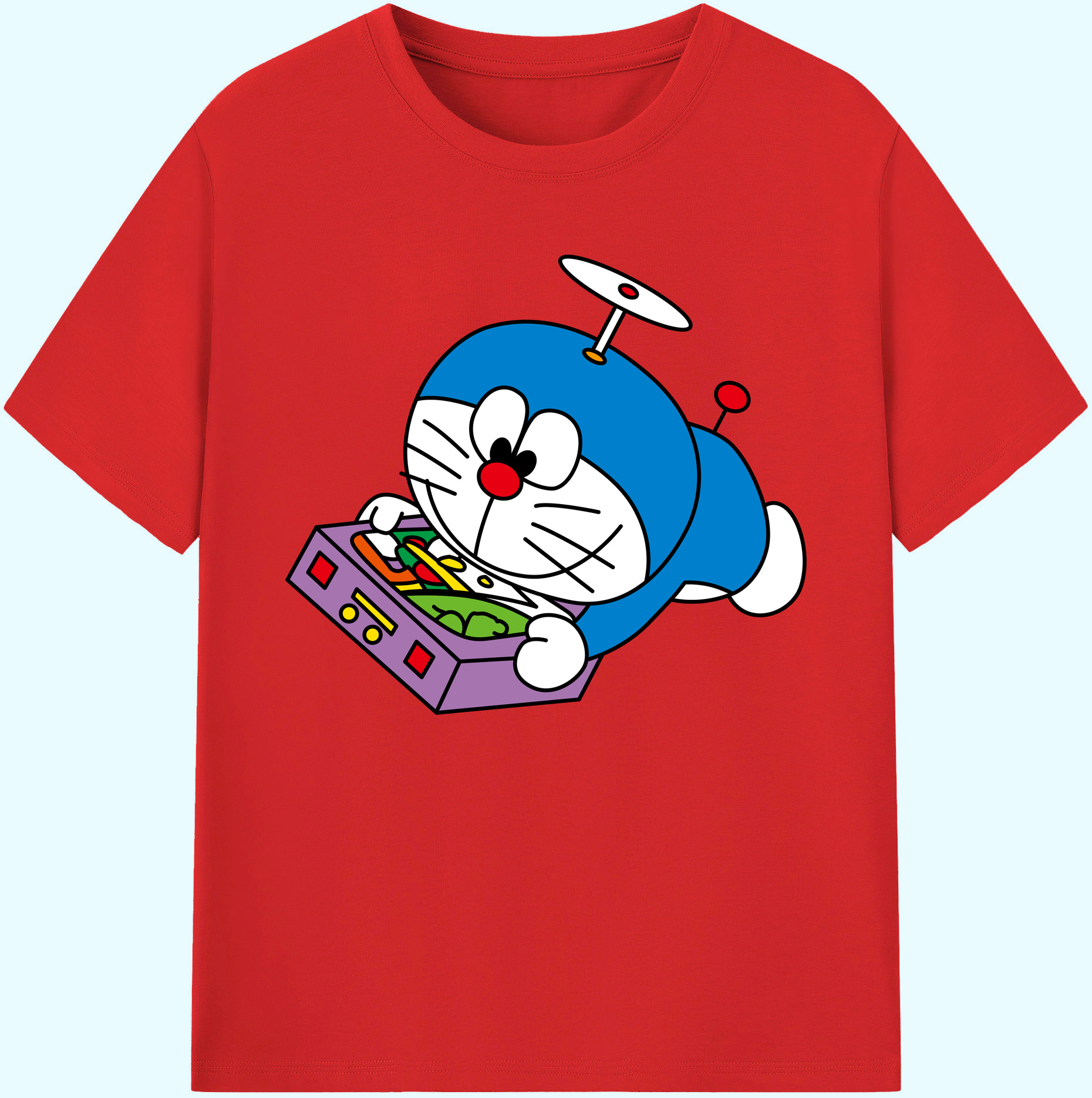 （画像用） ドラえもん Doraemon 綿100％ メンズ半袖Tシャツ｜肌触りやわらか＆通気性