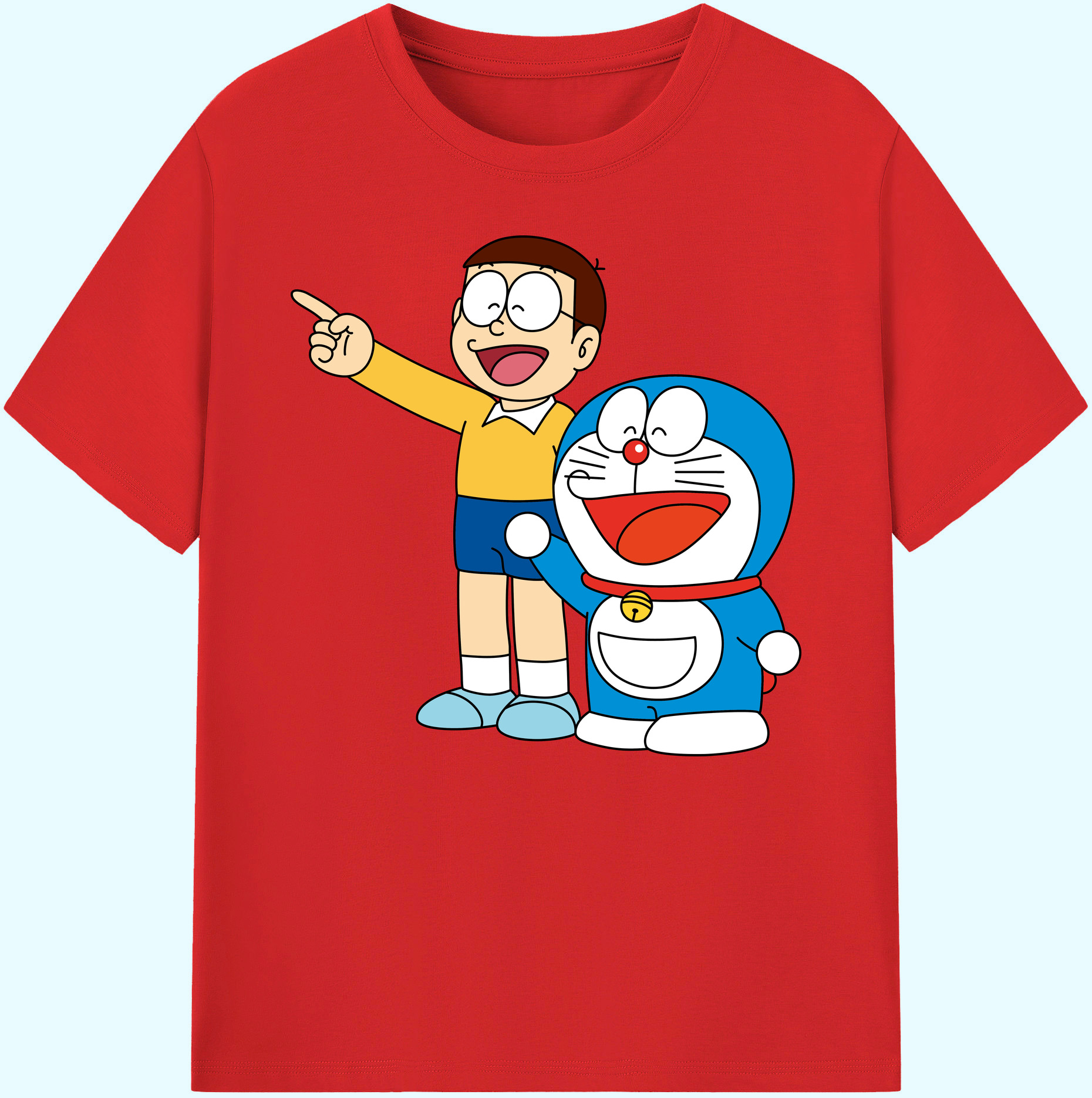 （画像用） ドラえもん 野比 のび太 Doraemon Nobita Nobi 綿100％ メンズ半袖Tシャツ｜肌触りやわらか＆通気性