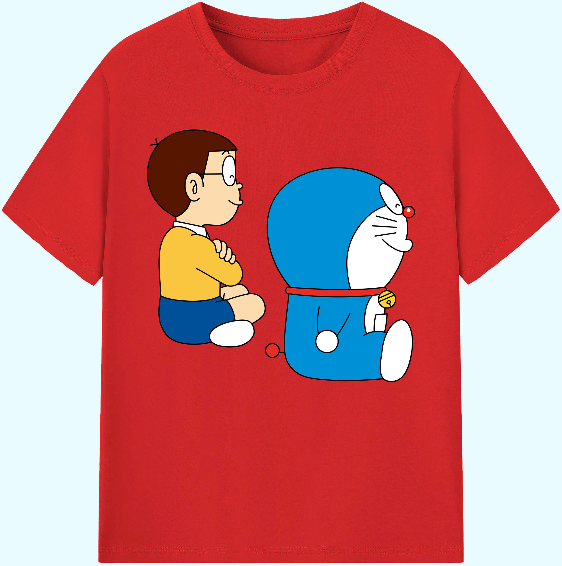 （画像用） ドラえもん 野比 のび太 Doraemon Nobita Nobi 綿100％ メンズ半袖Tシャツ｜肌触りやわらか＆通気性