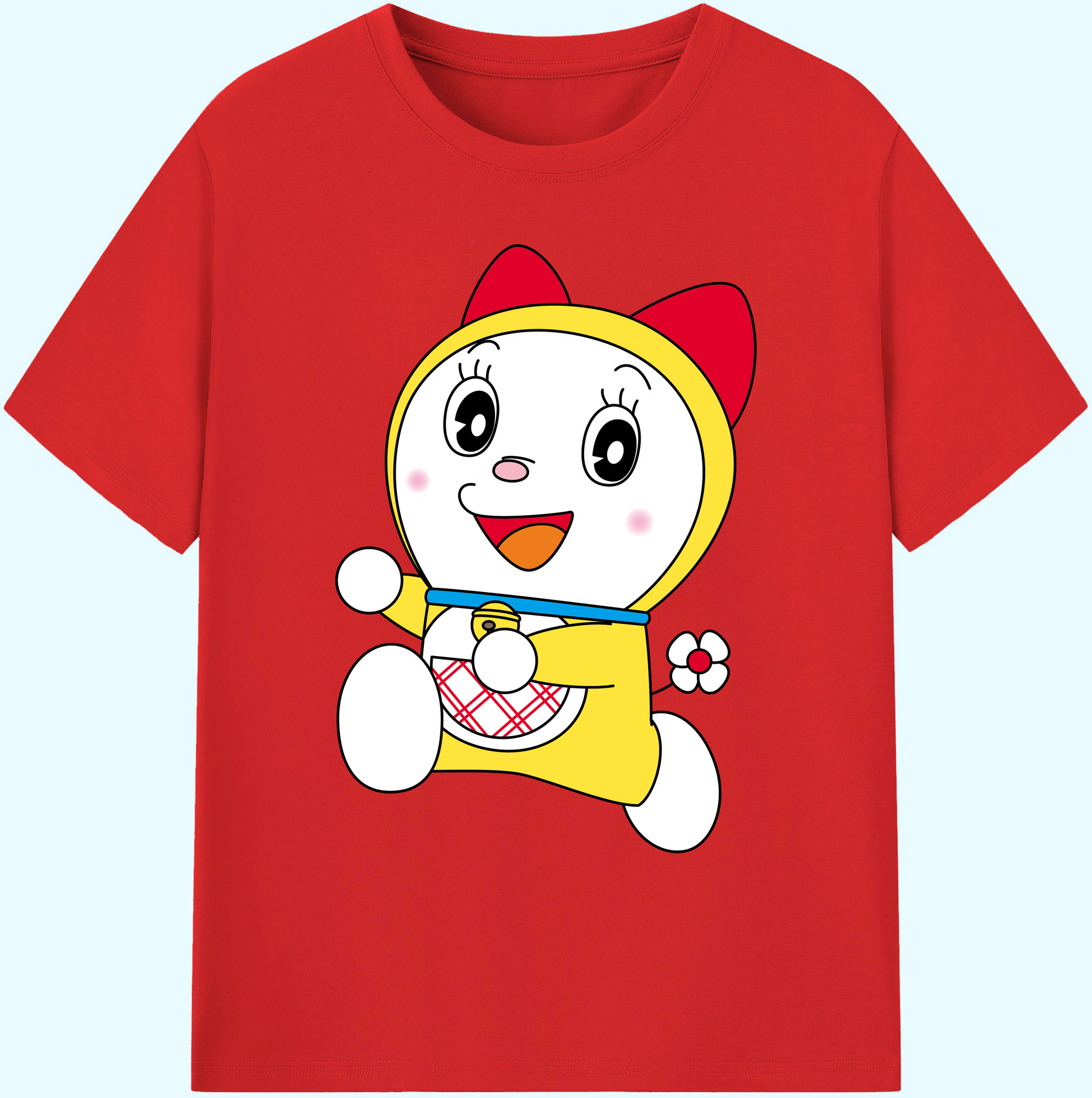 （画像用） ドラえもん ドラミ Doraemon Dorami 綿100％ メンズ半袖Tシャツ｜肌触りやわらか＆通気性