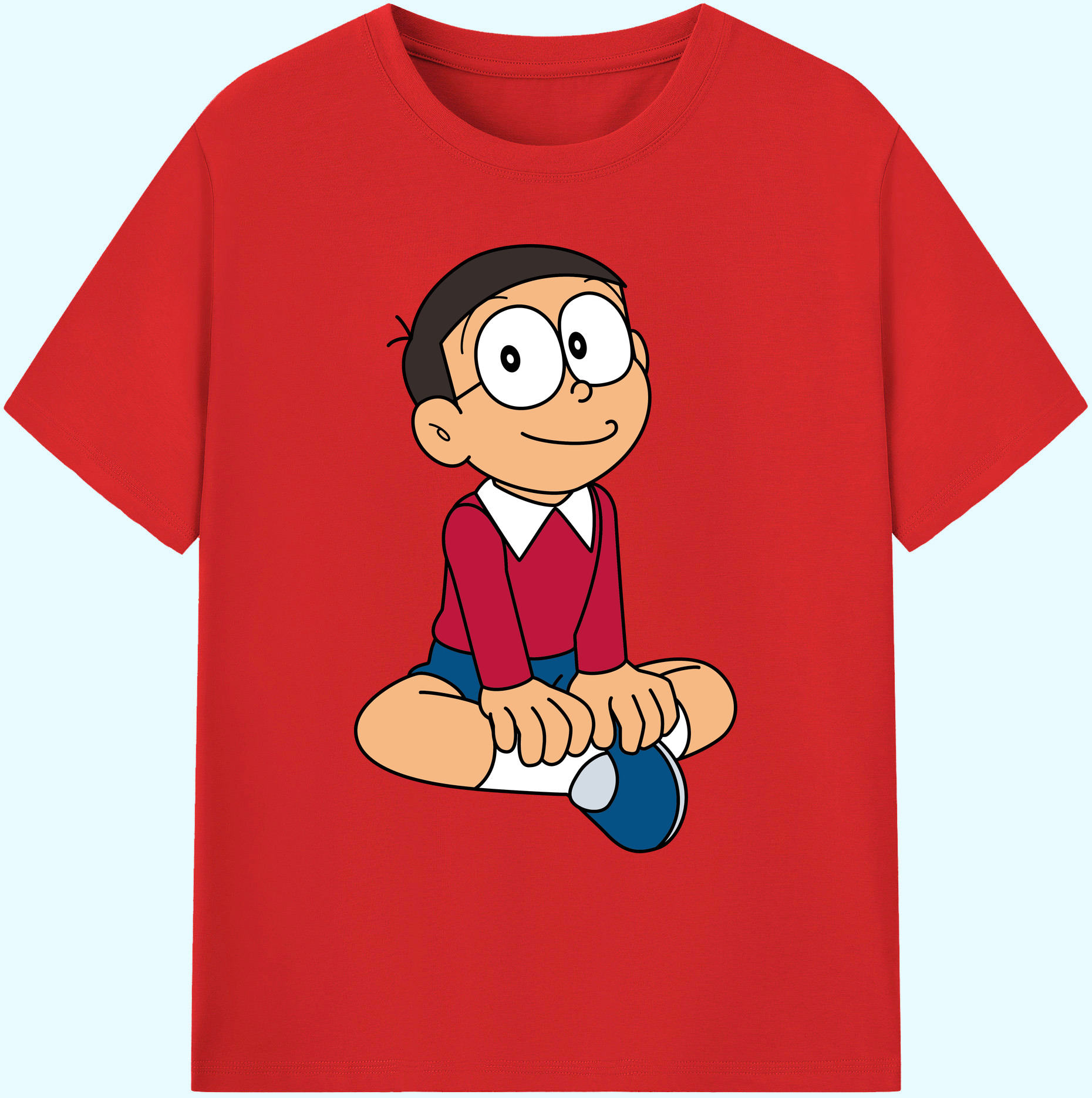 （画像用） ドラえもん 野比 のび太 Doraemon Nobita Nobi 綿100％ メンズ半袖Tシャツ｜肌触りやわらか＆通気性