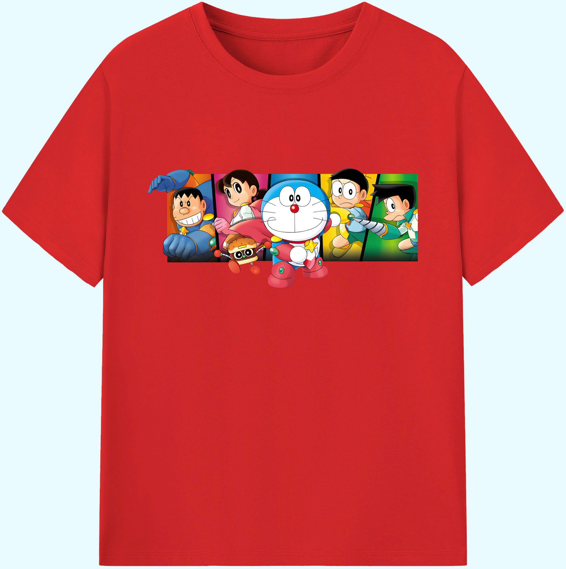 （画像用） ドラえもん Doraemon 綿100％ メンズ半袖Tシャツ｜肌触りやわらか＆通気性