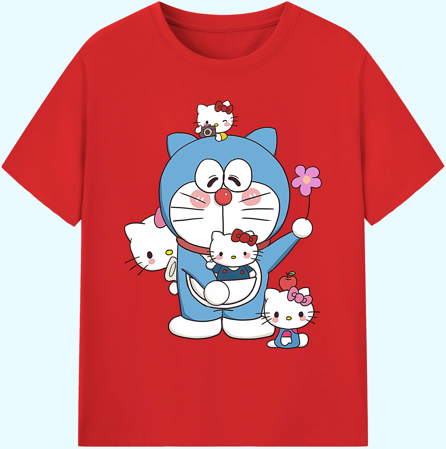 （画像用） ドラえもん Doraemon 綿100％ メンズ半袖Tシャツ｜肌触りやわらか＆通気性