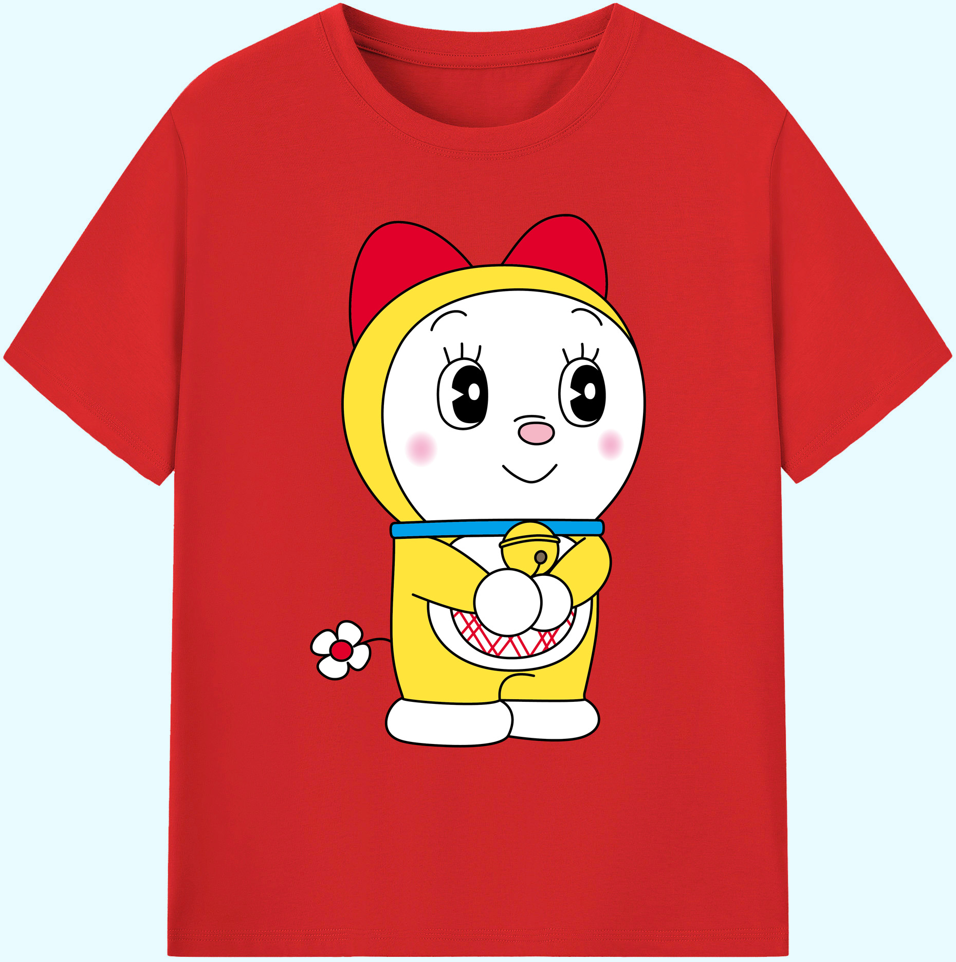 （画像用） ドラえもん ドラミ Doraemon Dorami 綿100％ メンズ半袖Tシャツ｜肌触りやわらか＆通気性