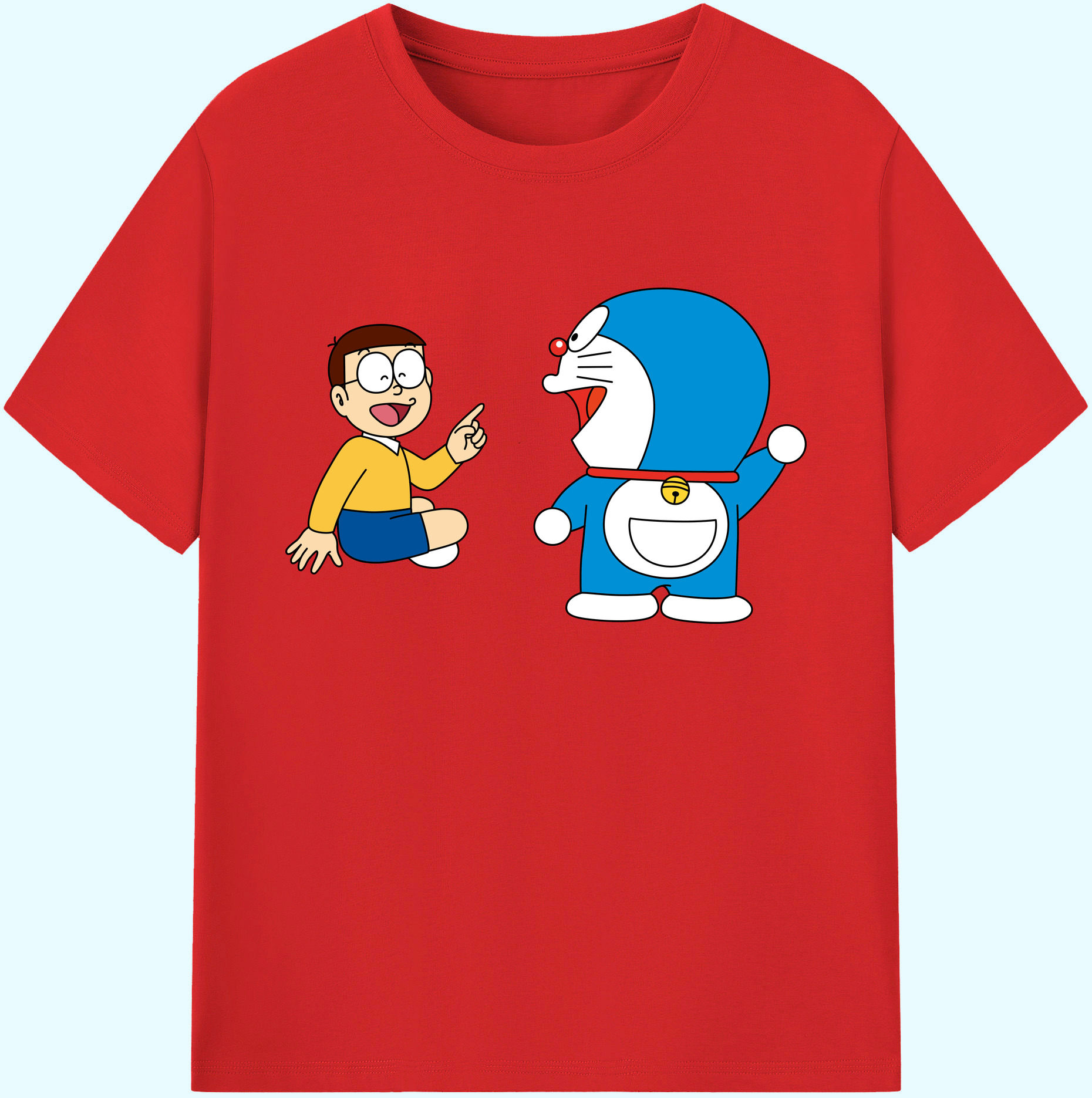 （画像用） ドラえもん Doraemon 綿100％ メンズ半袖Tシャツ｜肌触りやわらか＆通気性