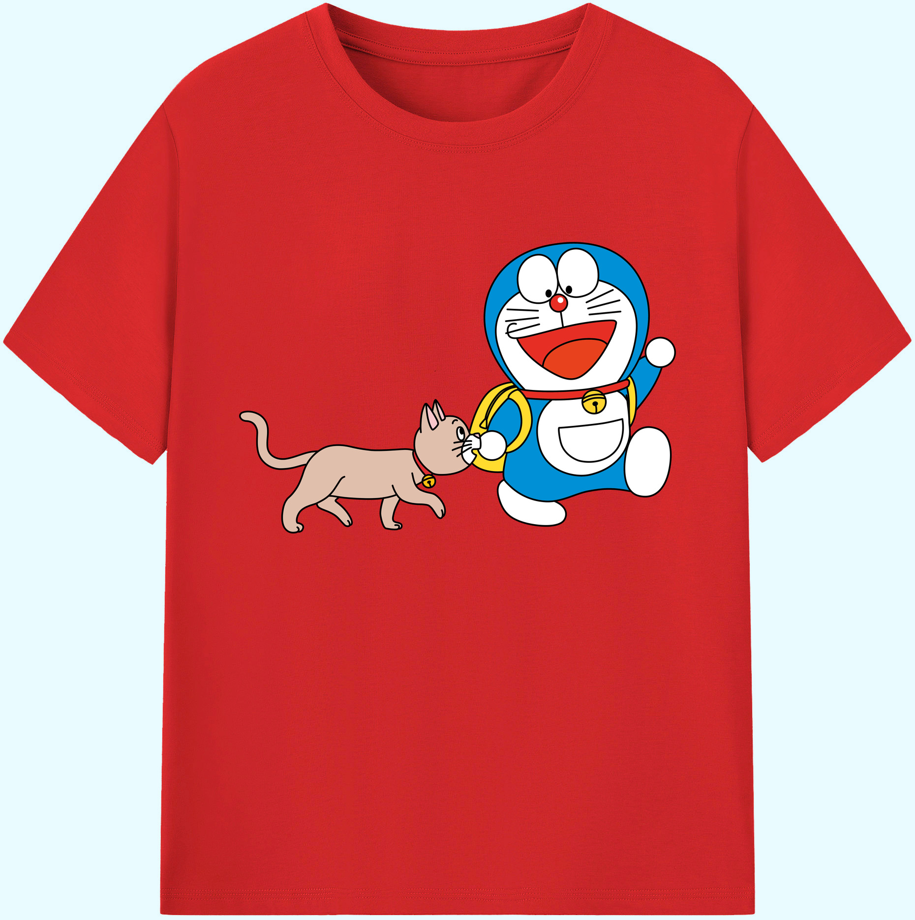 （画像用） ドラえもん Doraemon 綿100％ メンズ半袖Tシャツ｜肌触りやわらか＆通気性