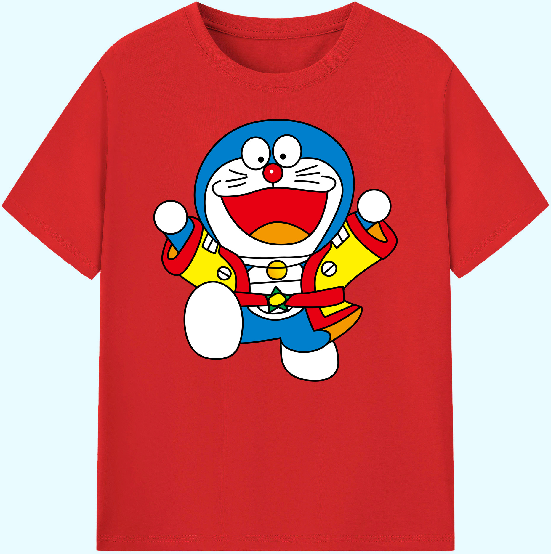 （画像用） ドラえもん Doraemon 綿100％ メンズ半袖Tシャツ｜肌触りやわらか＆通気性