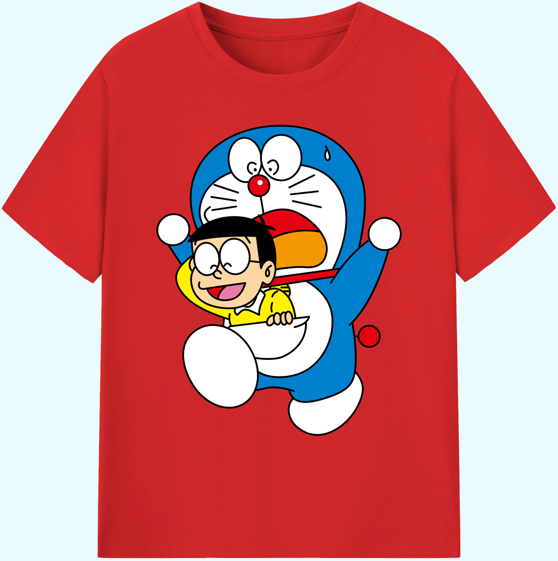 （画像用） ドラえもん Doraemon 綿100％ メンズ半袖Tシャツ｜肌触りやわらか＆通気性