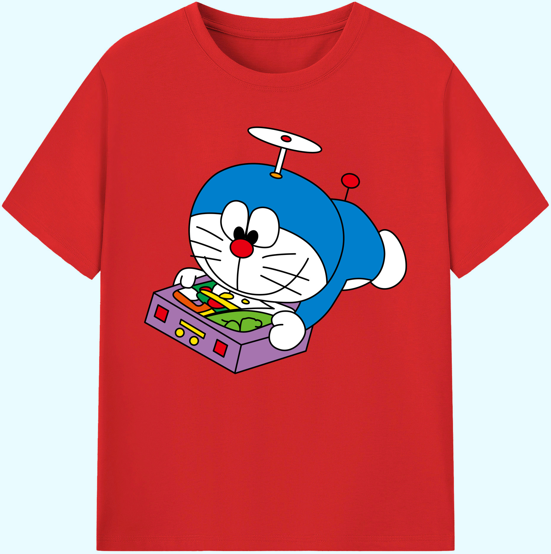 （画像用） ドラえもん Doraemon 綿100％ メンズ半袖Tシャツ｜肌触りやわらか＆通気性