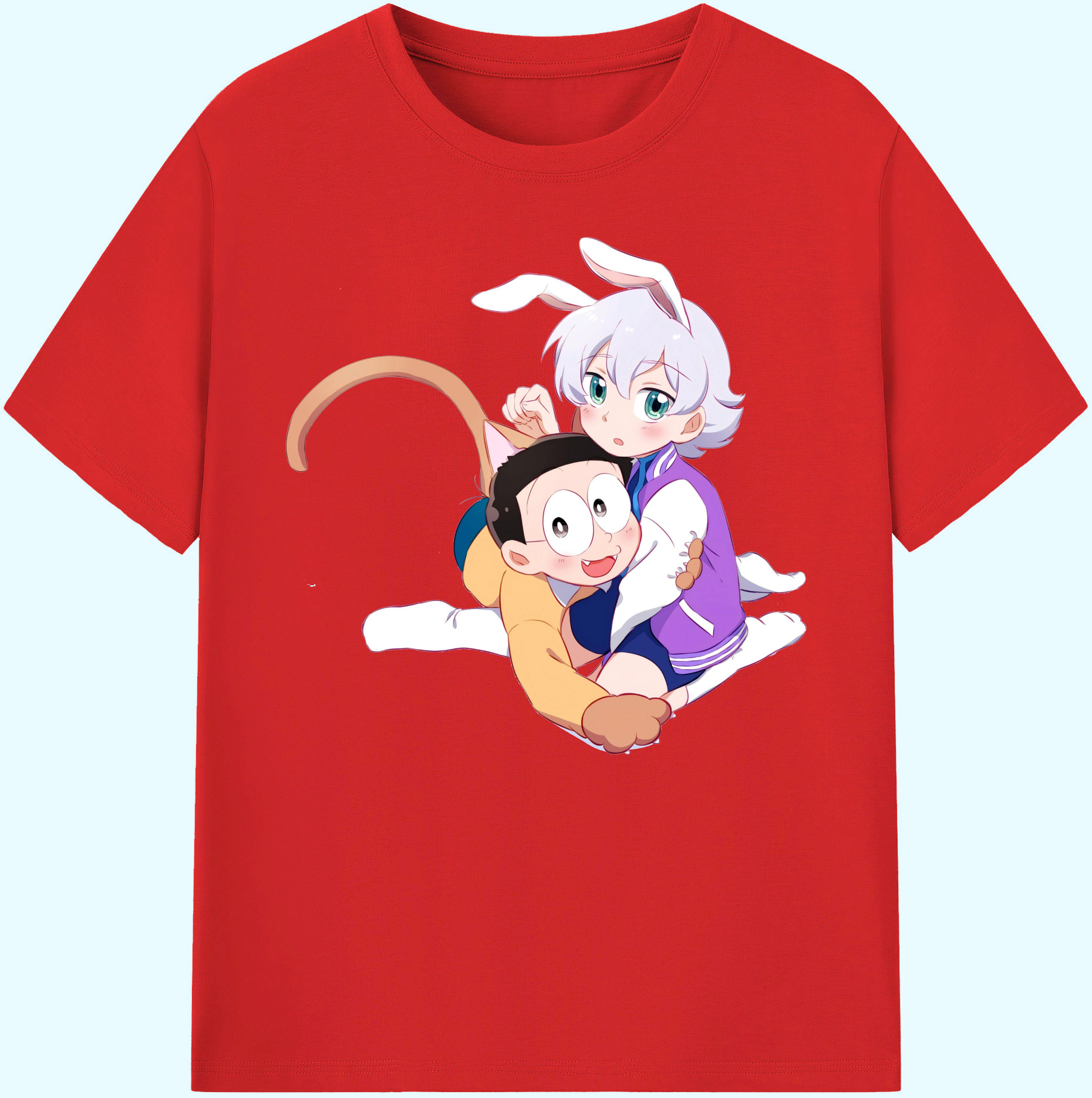 （画像用） ドラえもん 野比 のび太 Doraemon Nobita Nobi 綿100％ メンズ半袖Tシャツ｜肌触りやわらか＆通気性