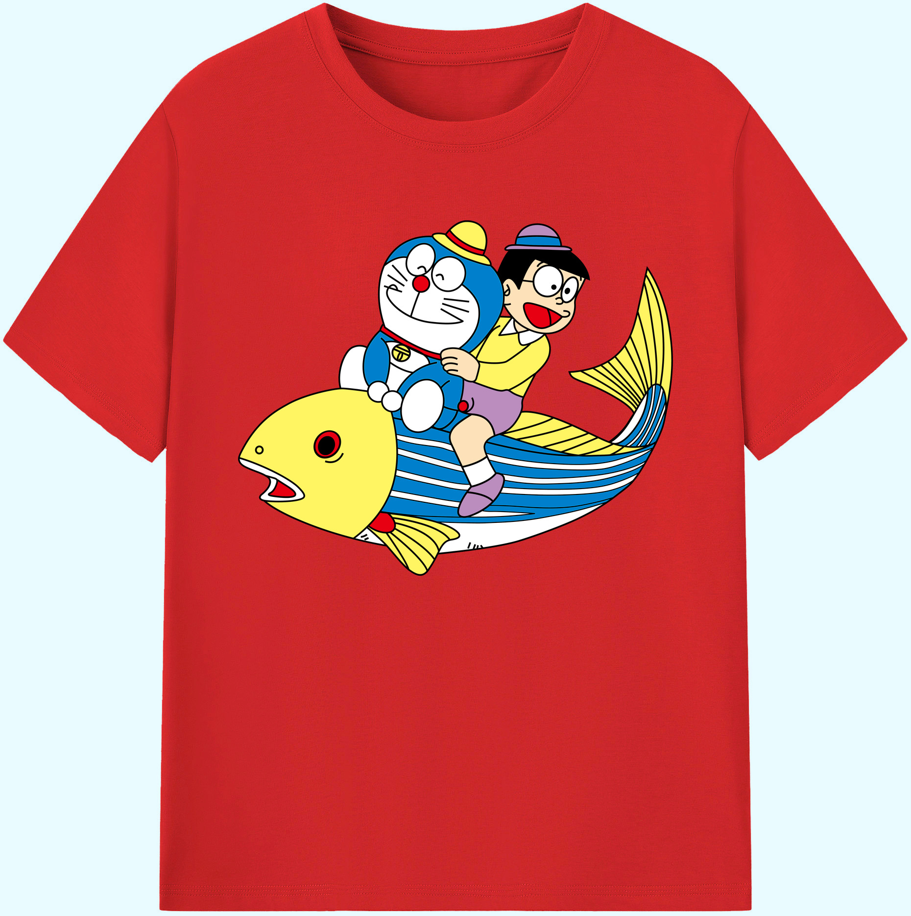 （画像用） ドラえもん 野比 のび太 Doraemon Nobita Nobi 綿100％ メンズ半袖Tシャツ｜肌触りやわらか＆通気性