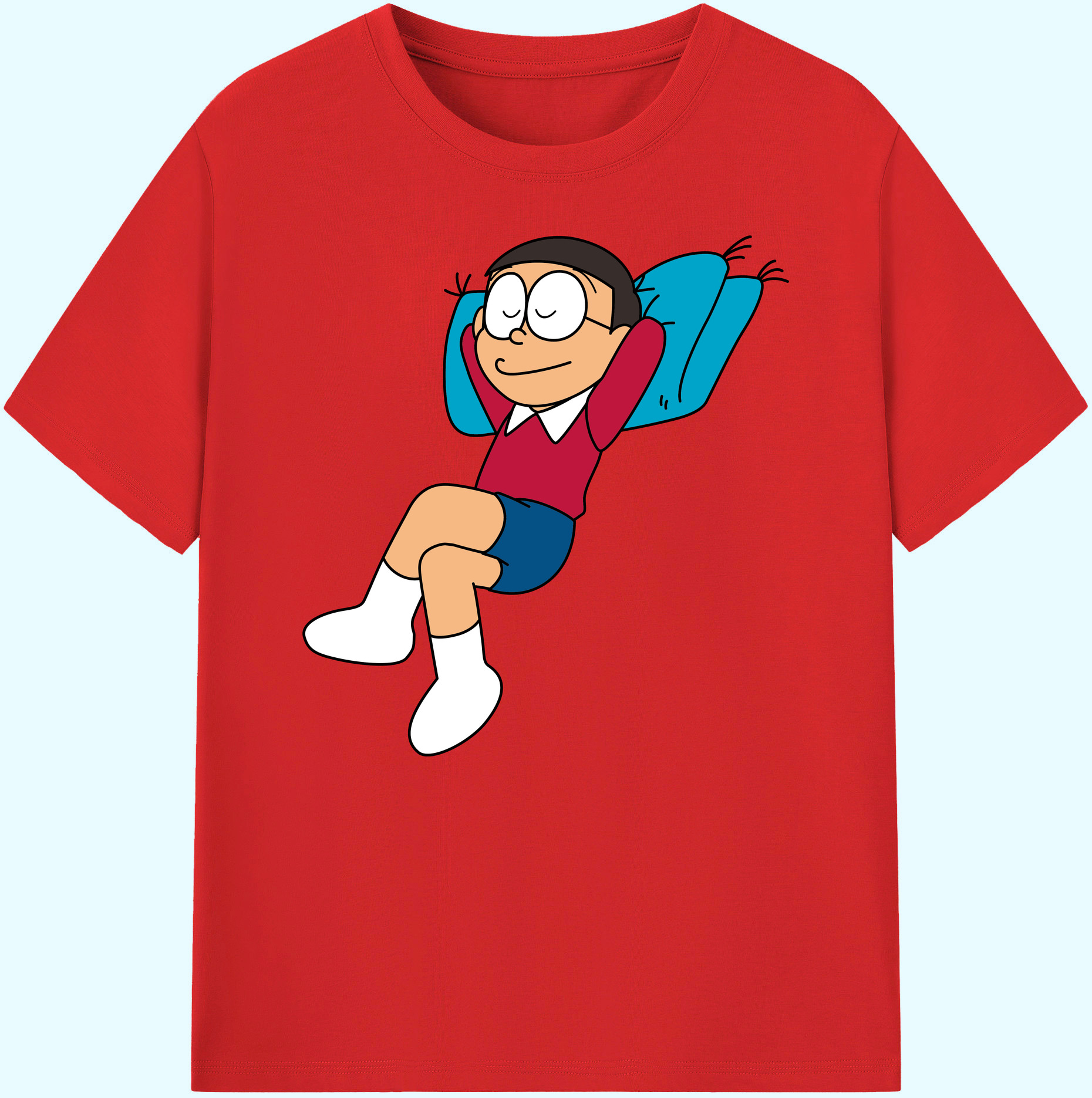 （画像用） ドラえもん 野比 のび太 Doraemon Nobita Nobi 綿100％ メンズ半袖Tシャツ｜肌触りやわらか＆通気性