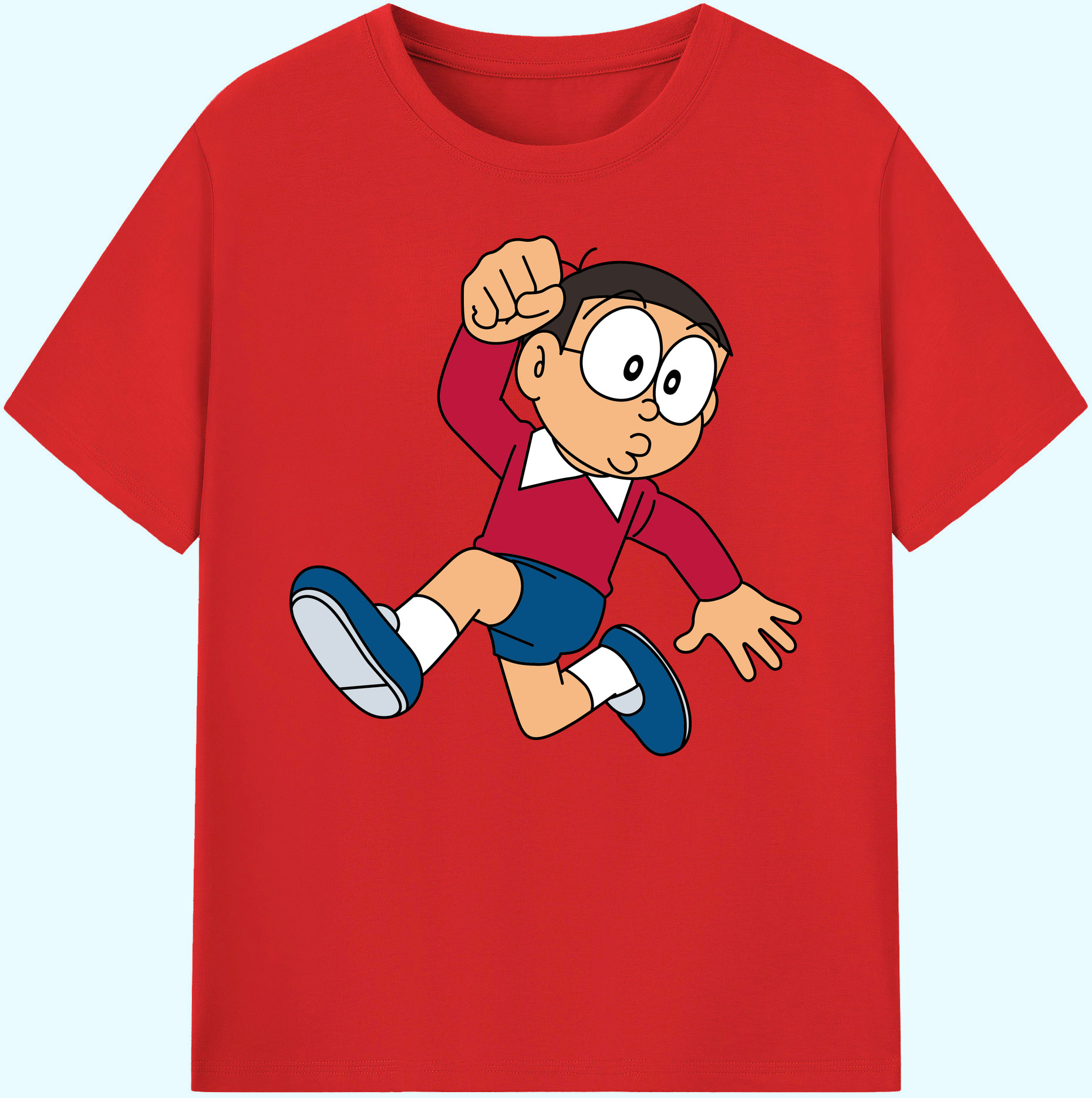 （画像用） ドラえもん 野比 のび太 Doraemon Nobita Nobi 綿100％ メンズ半袖Tシャツ｜肌触りやわらか＆通気性