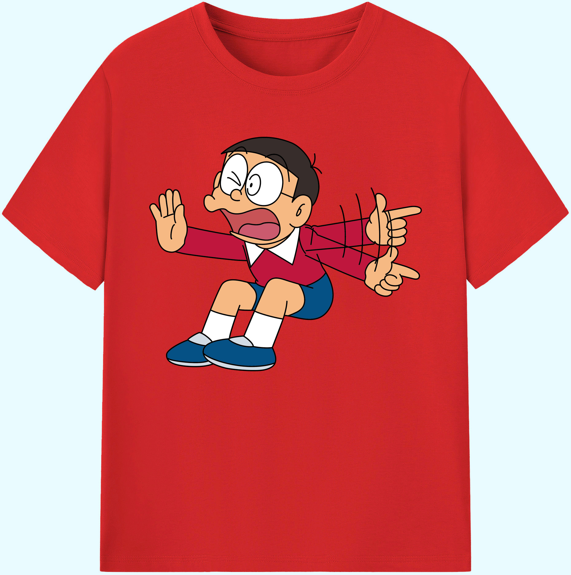 （画像用） ドラえもん 野比 のび太 Doraemon Nobita Nobi 綿100％ メンズ半袖Tシャツ｜肌触りやわらか＆通気性