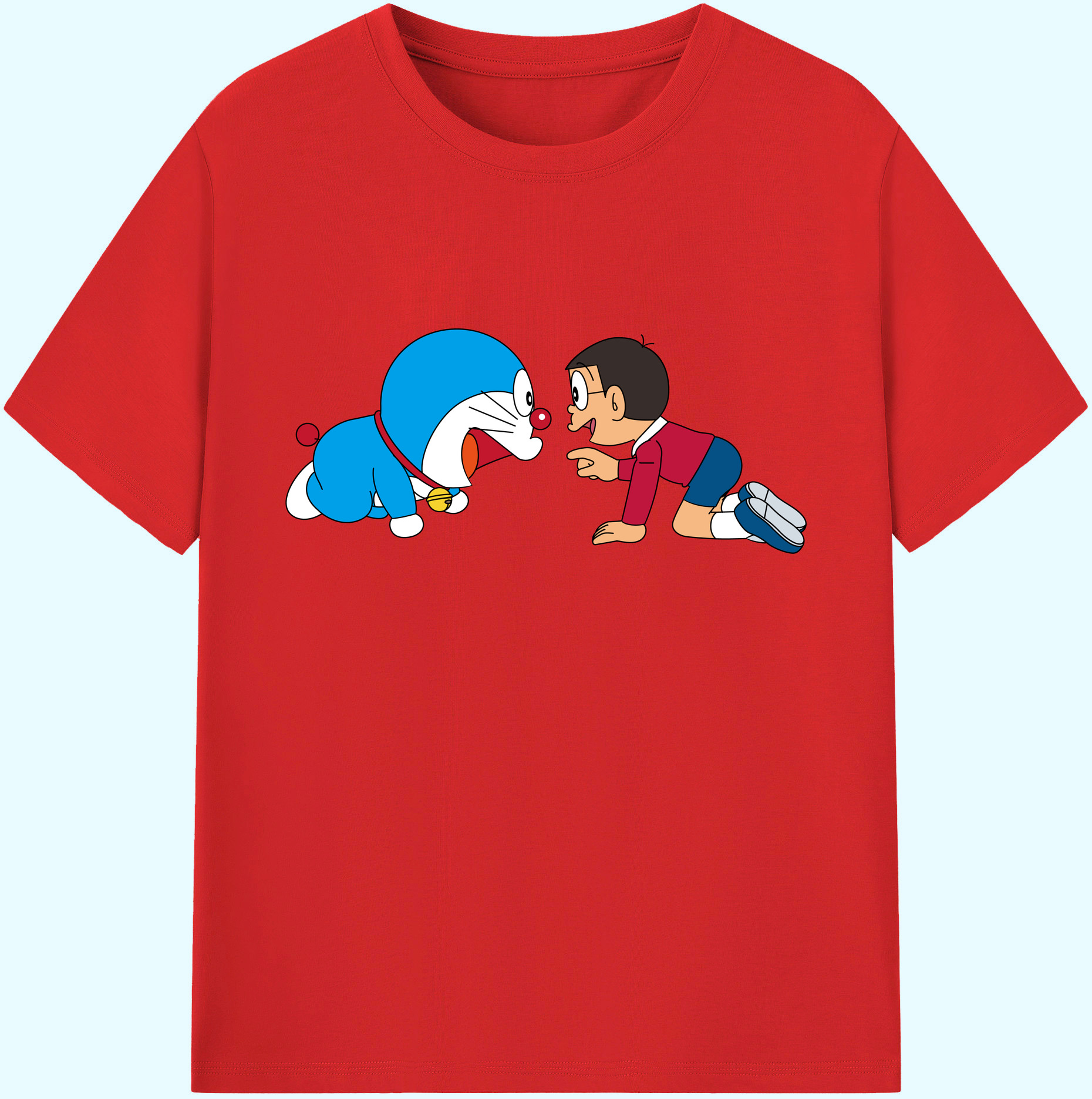 （画像用） ドラえもん 野比 のび太 Doraemon Nobita Nobi 綿100％ メンズ半袖Tシャツ｜肌触りやわらか＆通気性