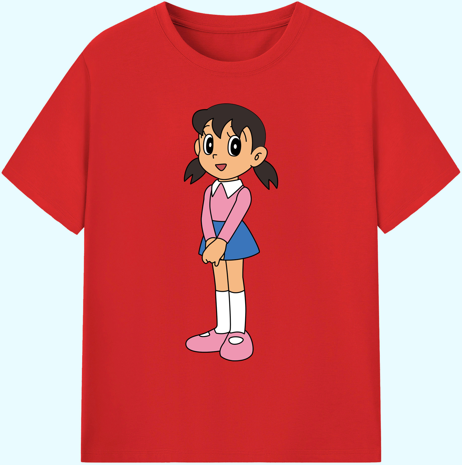 （画像用） ドラえもん みなもと しずか Doraemon Shizuka Minamoto 綿100％ メンズ半袖Tシャツ｜肌触りやわらか＆通気性