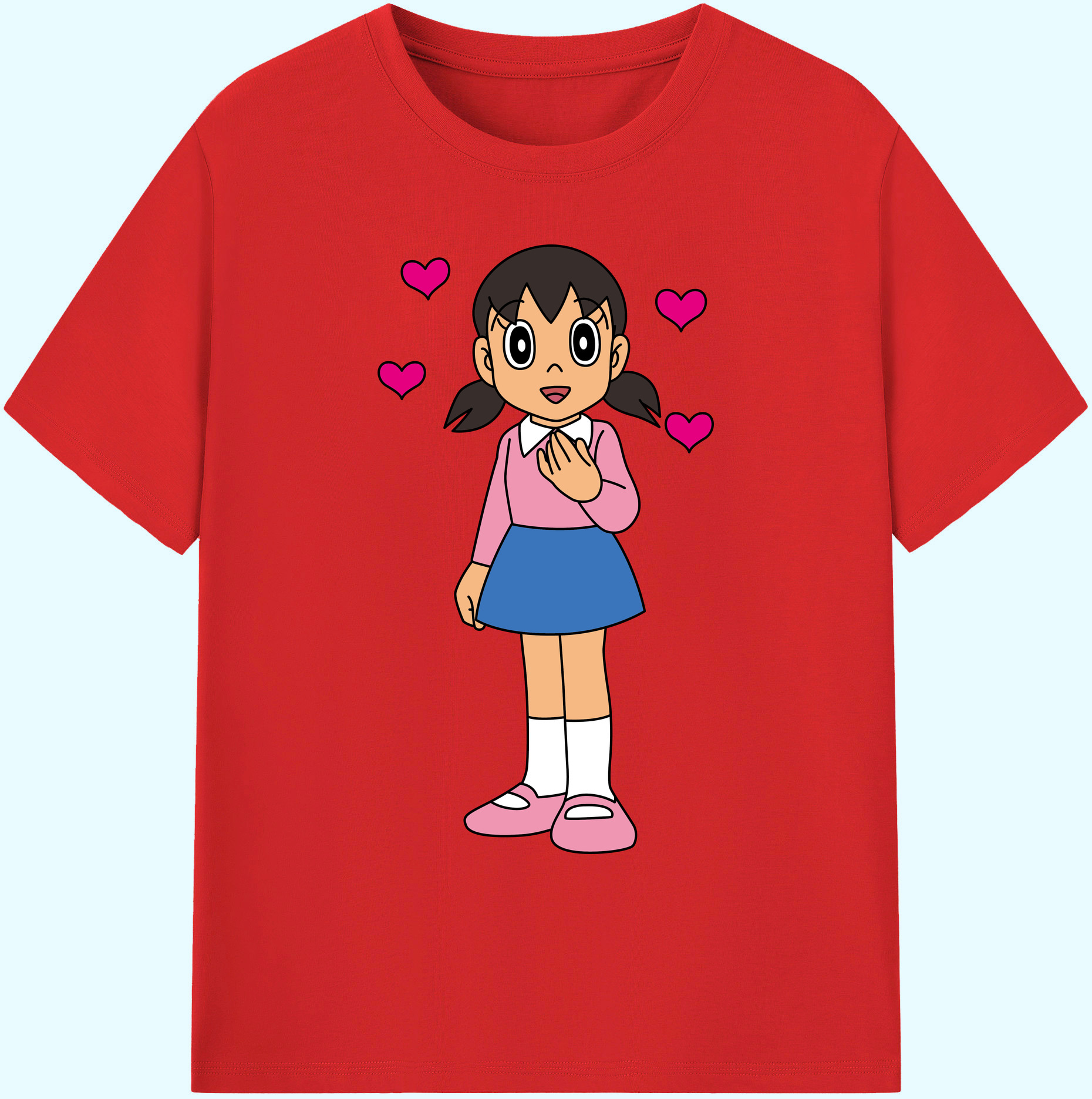 （画像用） ドラえもん みなもと しずか Doraemon Shizuka Minamoto 綿100％ メンズ半袖Tシャツ｜肌触りやわらか＆通気性