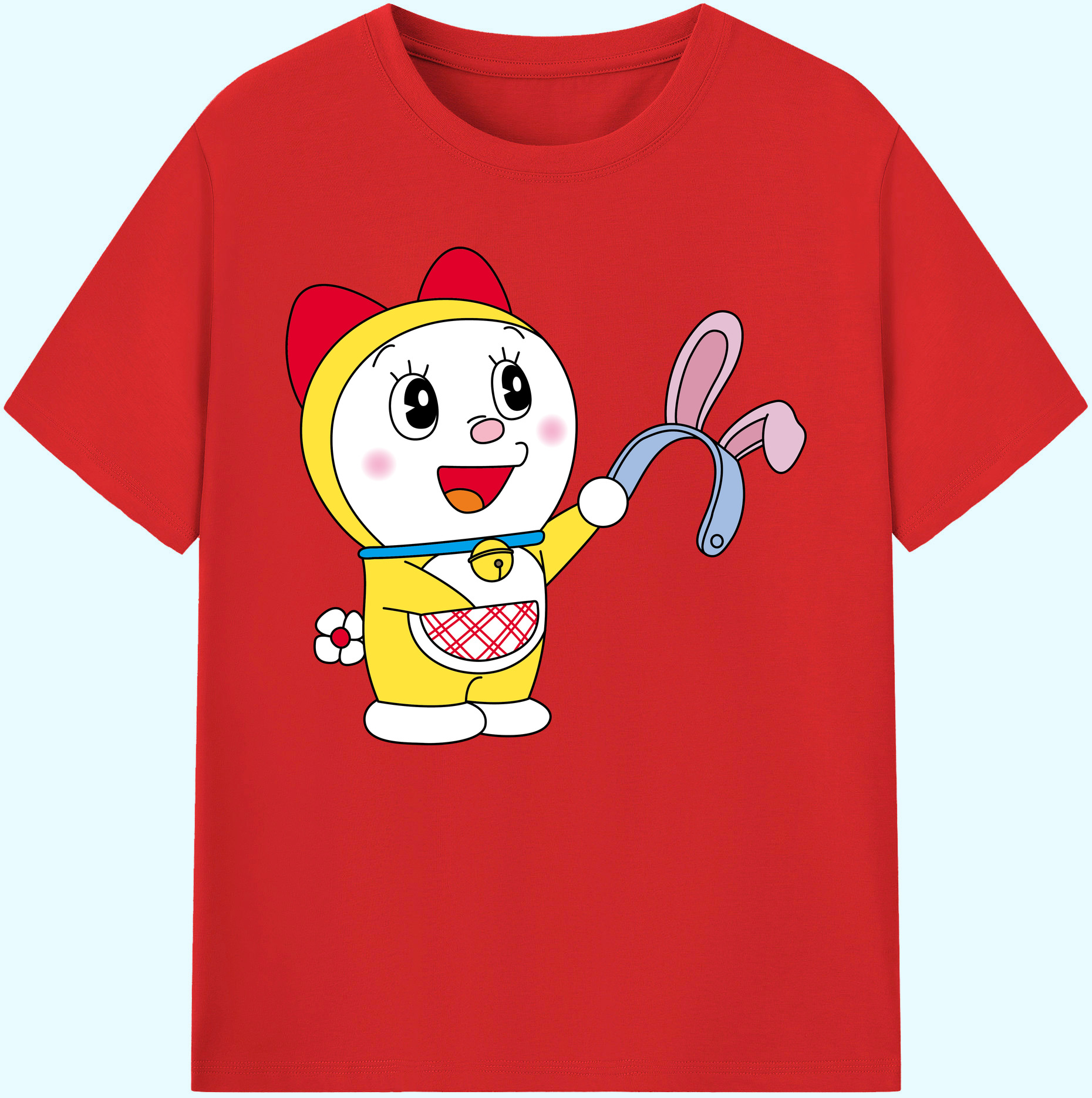 （画像用） ドラえもん ドラミ Doraemon Dorami 綿100％ メンズ半袖Tシャツ｜肌触りやわらか＆通気性