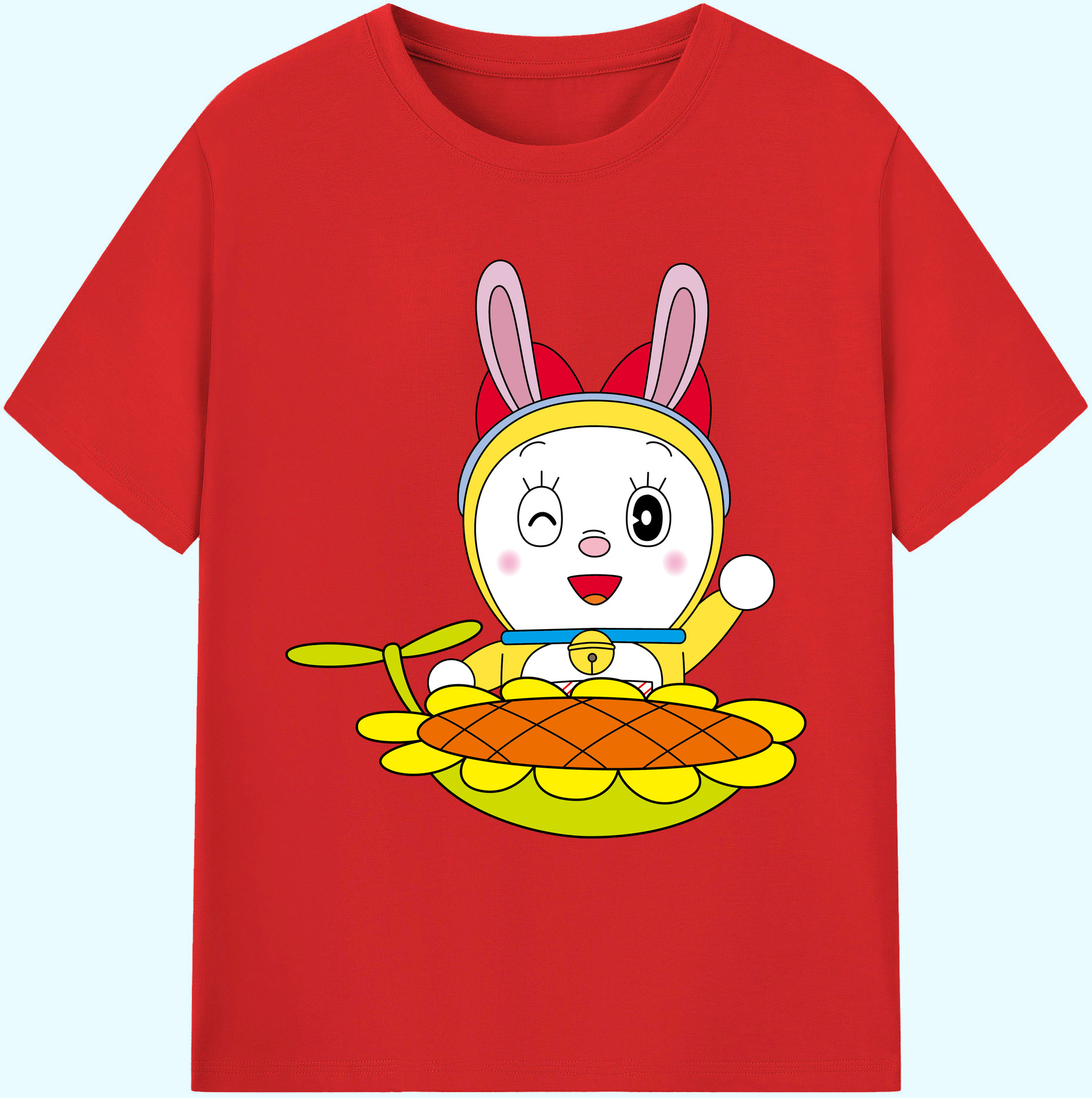 （画像用） ドラえもん ドラミ Doraemon Dorami 綿100％ メンズ半袖Tシャツ｜肌触りやわらか＆通気性