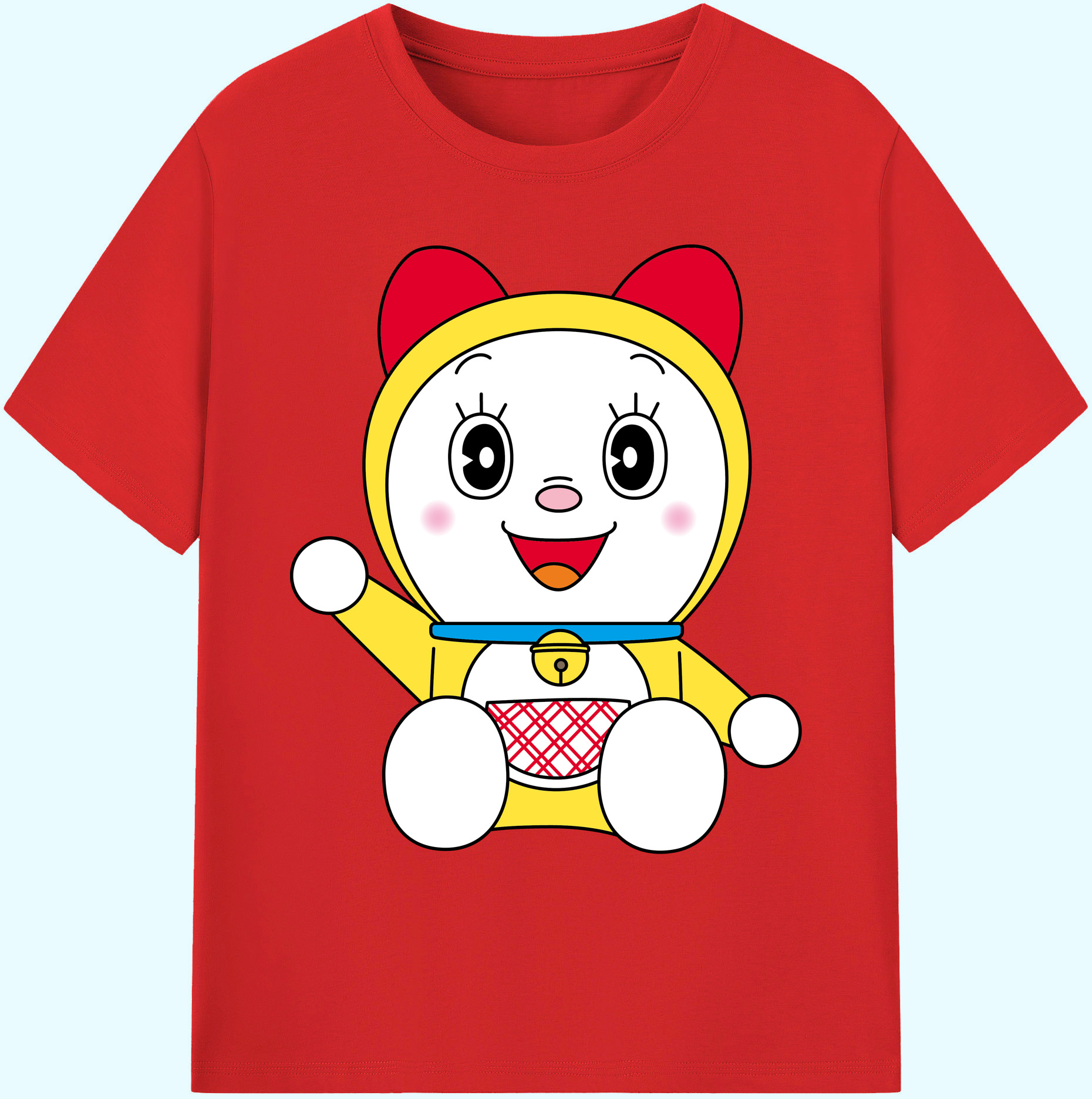 （画像用） ドラえもん ドラミ Doraemon Dorami 綿100％ メンズ半袖Tシャツ｜肌触りやわらか＆通気性