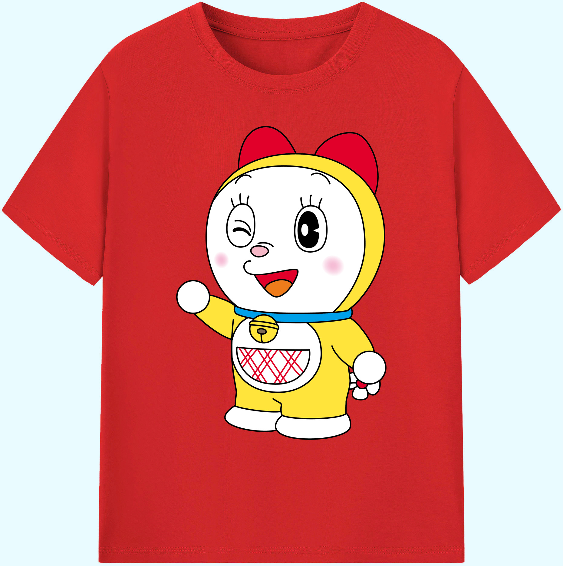 （画像用） ドラえもん ドラミ Doraemon Dorami 綿100％ メンズ半袖Tシャツ｜肌触りやわらか＆通気性