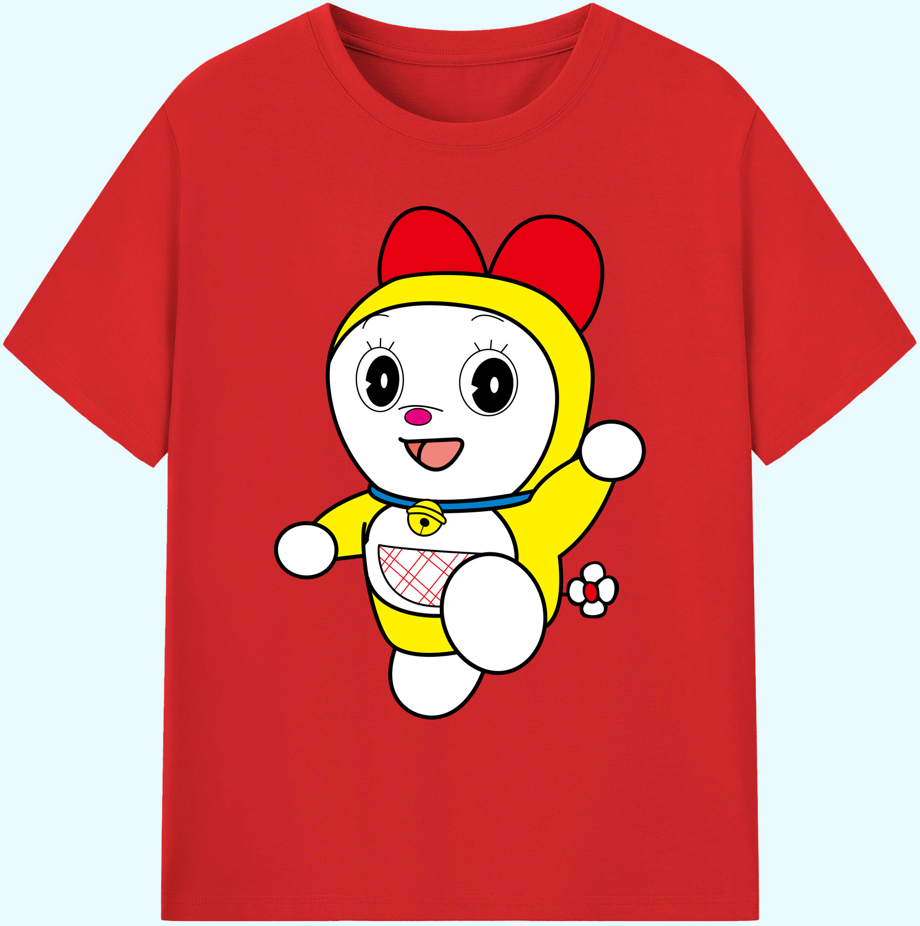 （画像用） ドラえもん ドラミ Doraemon Dorami 綿100％ メンズ半袖Tシャツ｜肌触りやわらか＆通気性