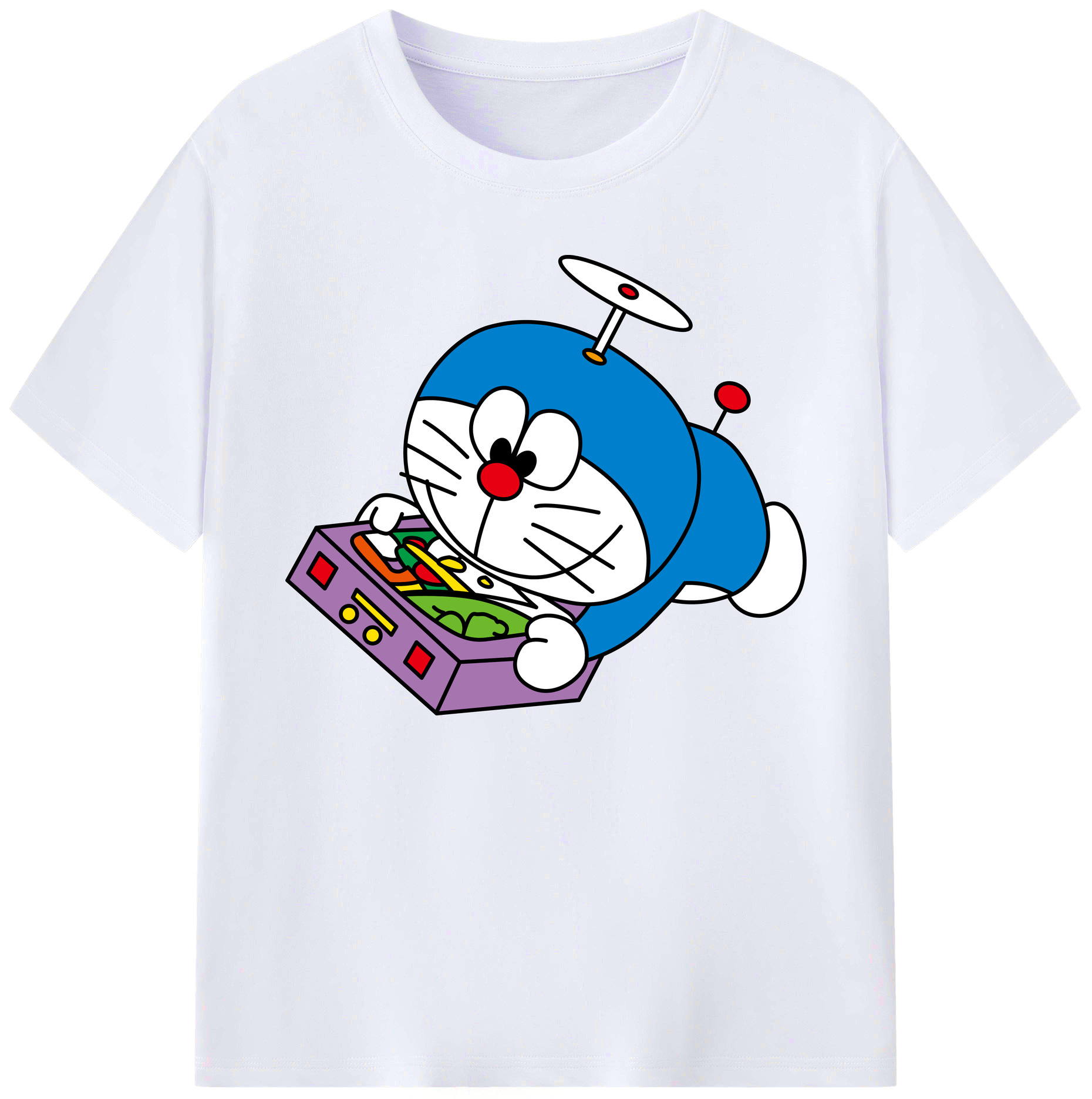 （画像用） ドラえもん Doraemon 綿100％ メンズ半袖Tシャツ｜肌触りやわらか＆通気性