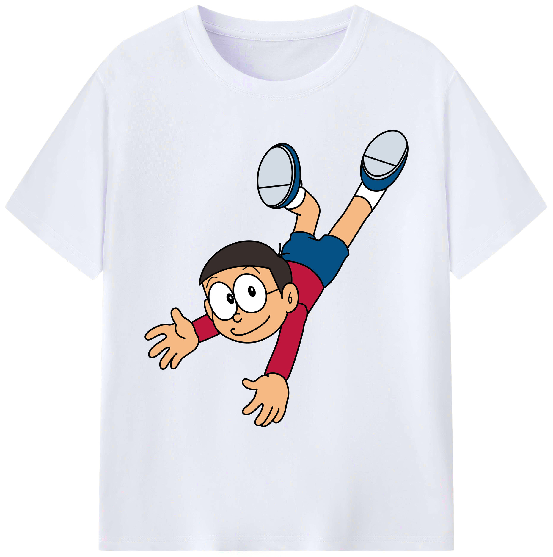 （画像用） ドラえもん 野比 のび太 Doraemon Nobita Nobi 綿100％ メンズ半袖Tシャツ｜肌触りやわらか＆通気性