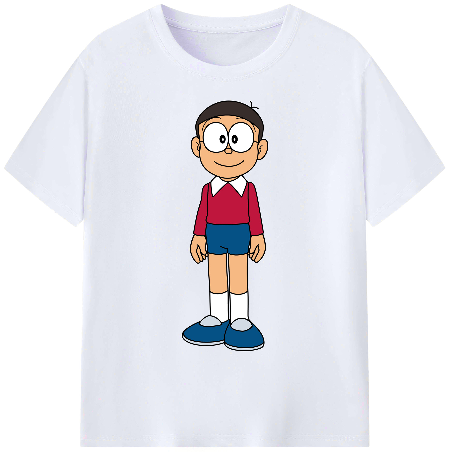 （画像用） ドラえもん 野比 のび太 Doraemon Nobita Nobi 綿100％ メンズ半袖Tシャツ｜肌触りやわらか＆通気性