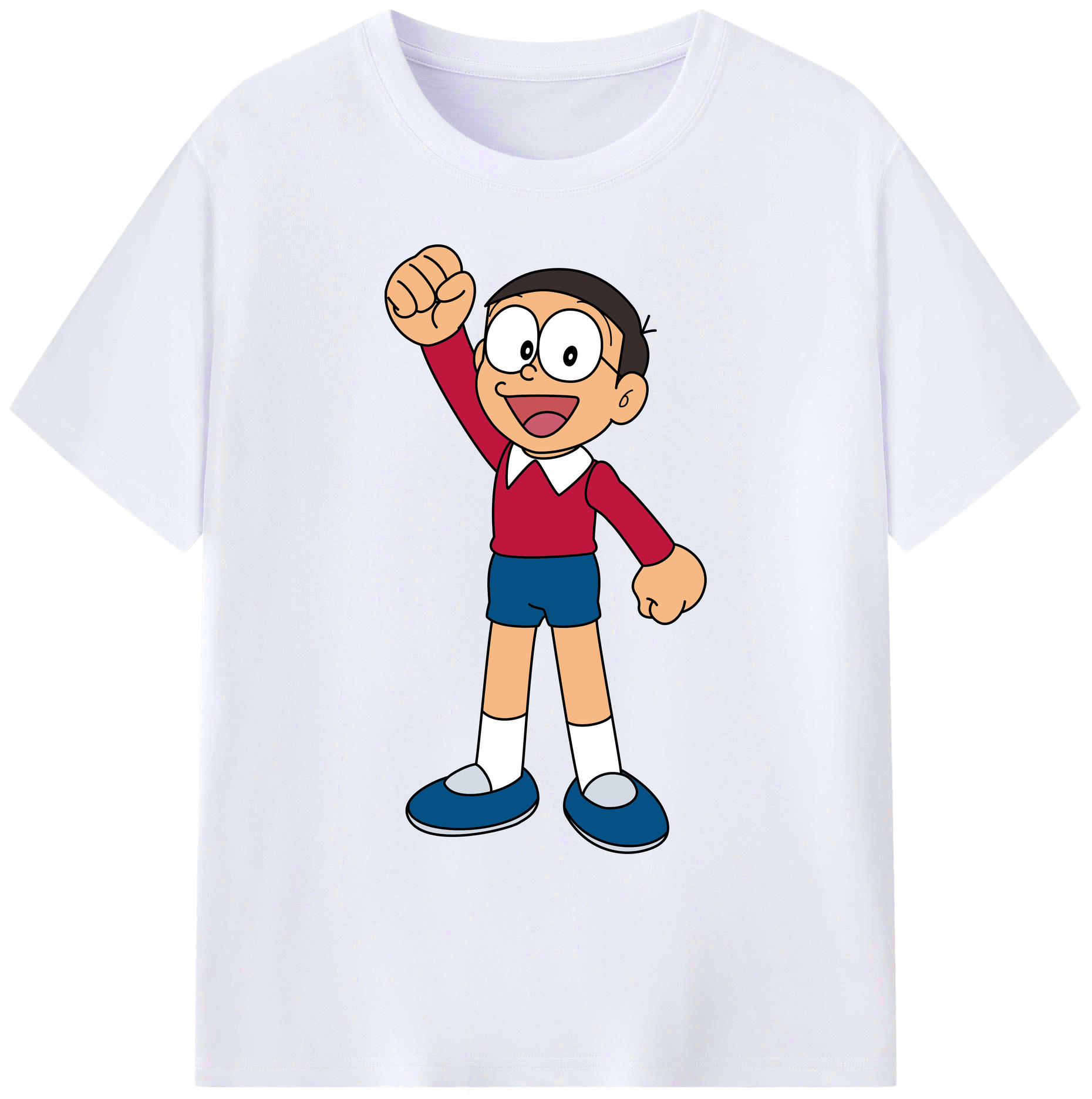 （画像用） ドラえもん 野比 のび太 Doraemon Nobita Nobi 綿100％ メンズ半袖Tシャツ｜肌触りやわらか＆通気性