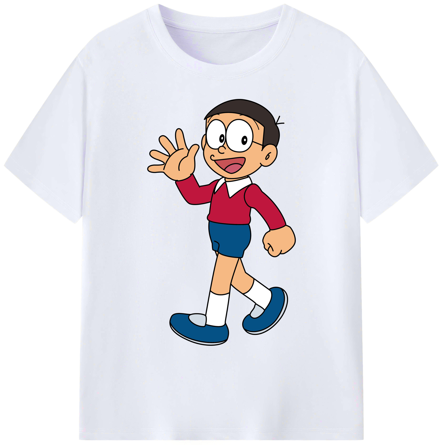 （画像用） ドラえもん 野比 のび太 Doraemon Nobita Nobi 綿100％ メンズ半袖Tシャツ｜肌触りやわらか＆通気性