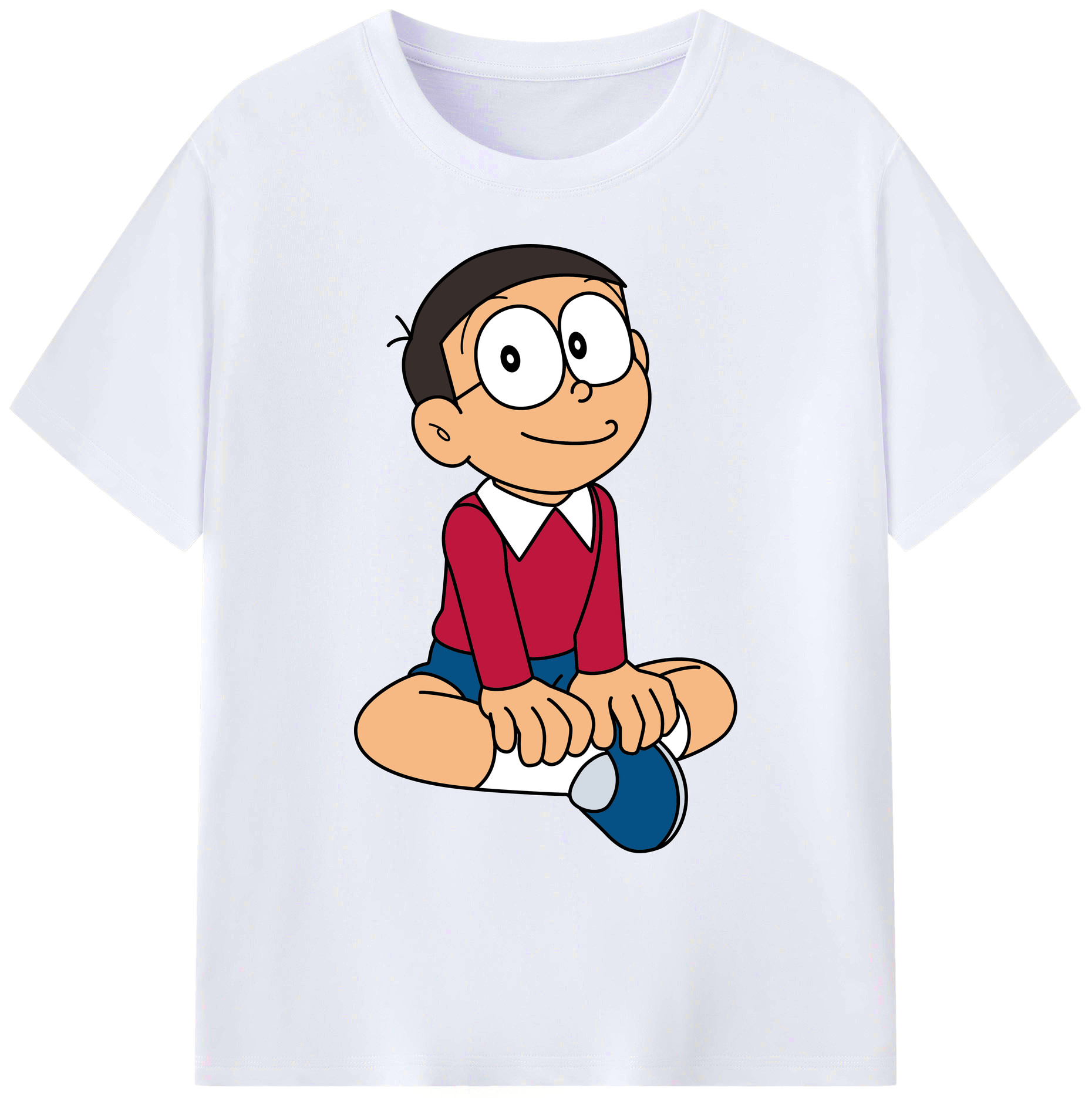 （画像用） ドラえもん 野比 のび太 Doraemon Nobita Nobi 綿100％ メンズ半袖Tシャツ｜肌触りやわらか＆通気性