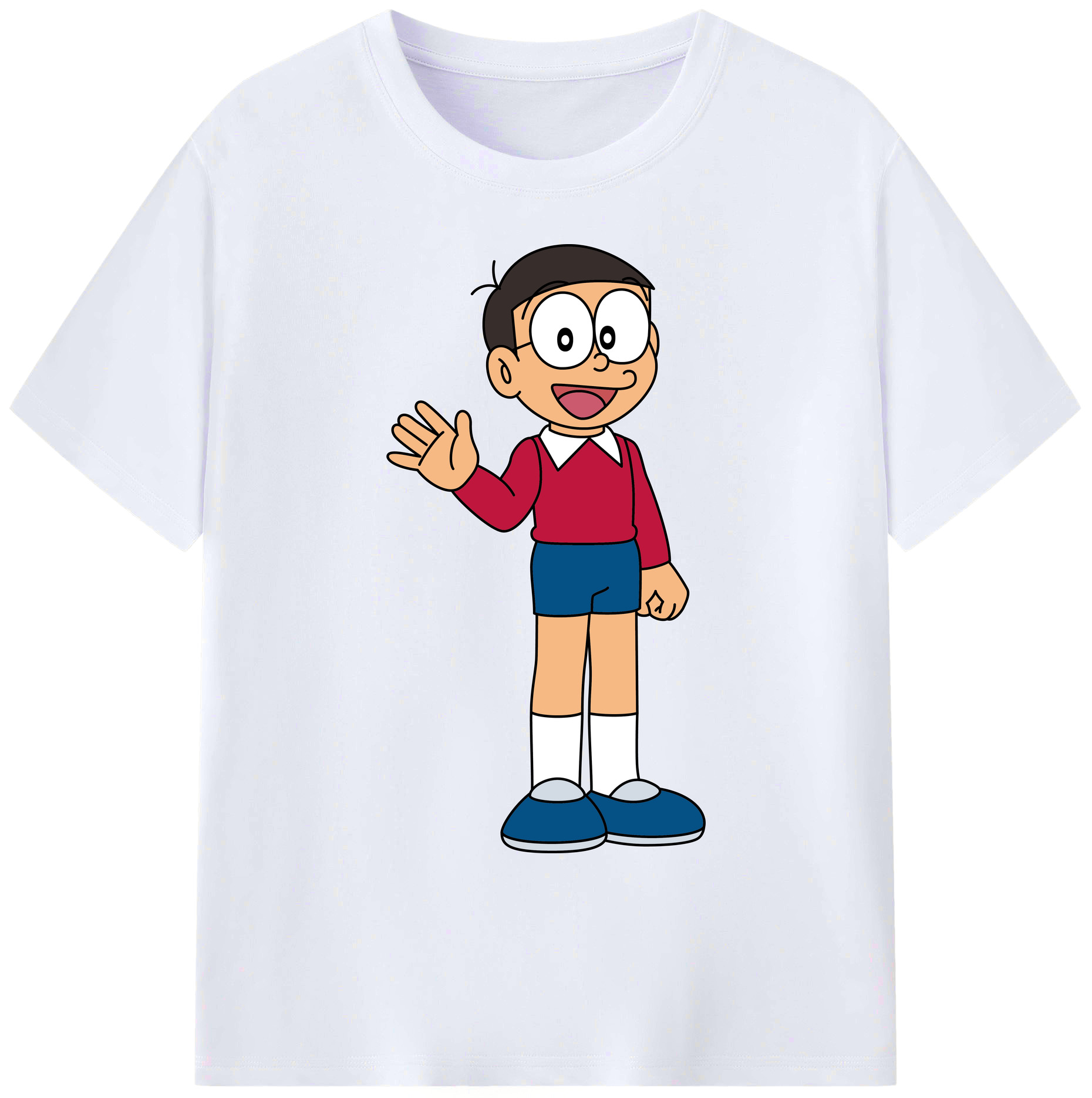 （画像用） ドラえもん 野比 のび太 Doraemon Nobita Nobi 綿100％ メンズ半袖Tシャツ｜肌触りやわらか＆通気性