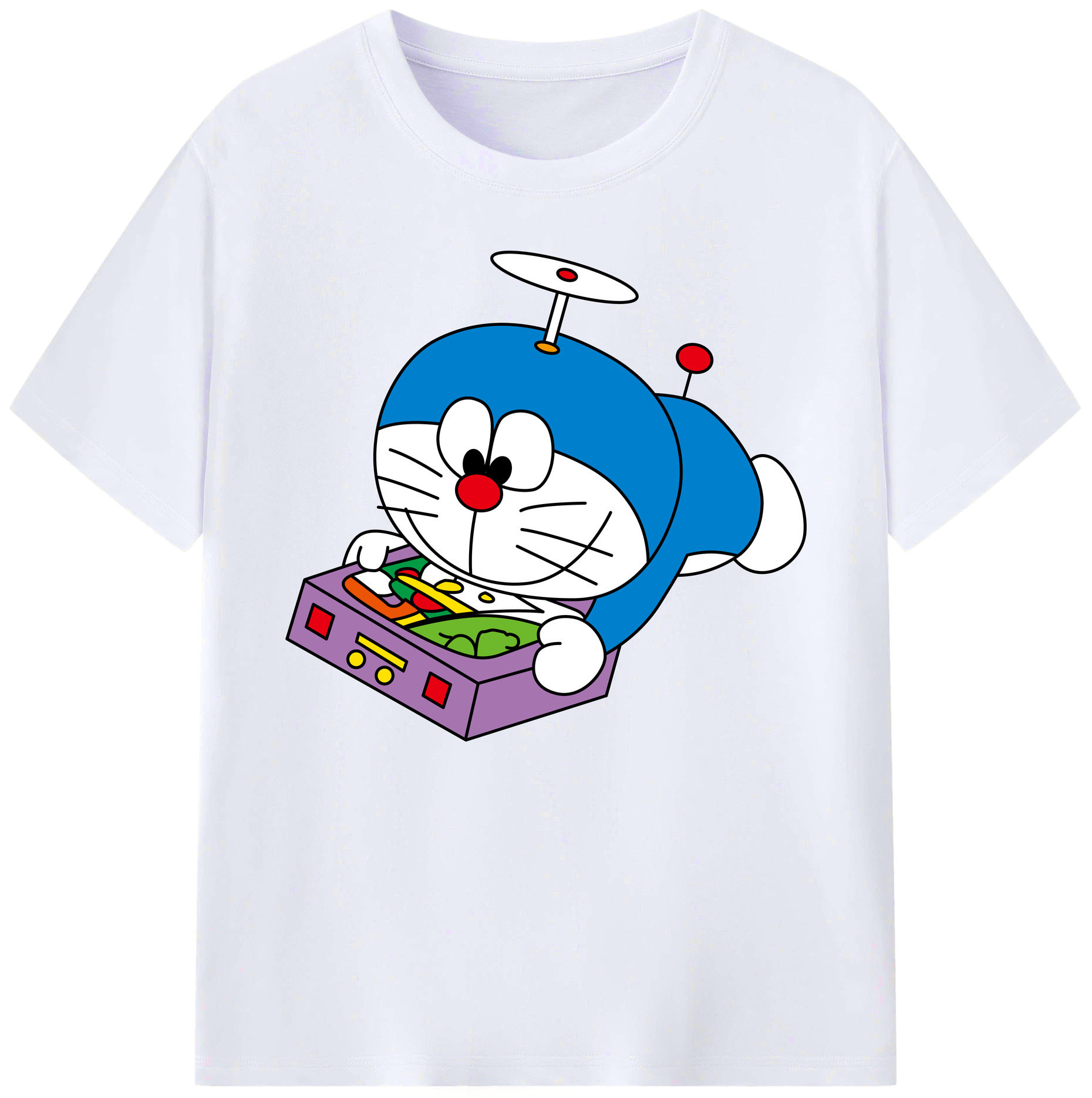 （画像用） ドラえもん Doraemon 綿100％ メンズ半袖Tシャツ｜肌触りやわらか＆通気性