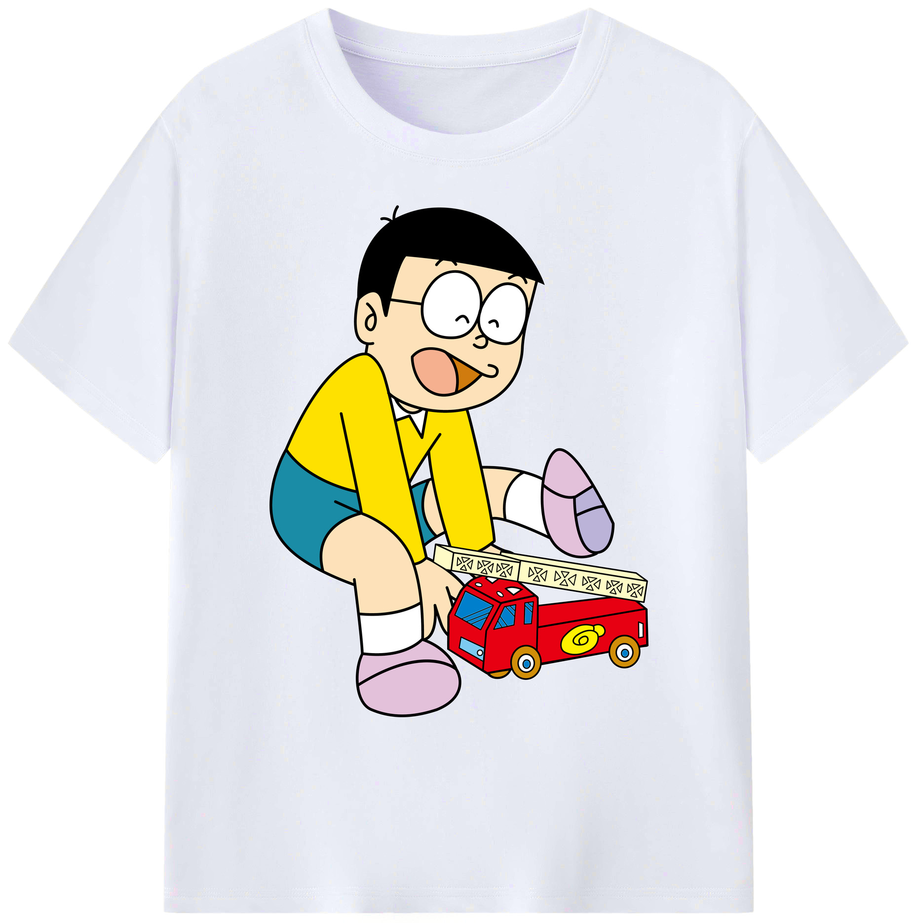 （画像用） ドラえもん 野比 のび太 Doraemon Nobita Nobi 綿100％ メンズ半袖Tシャツ｜肌触りやわらか＆通気性