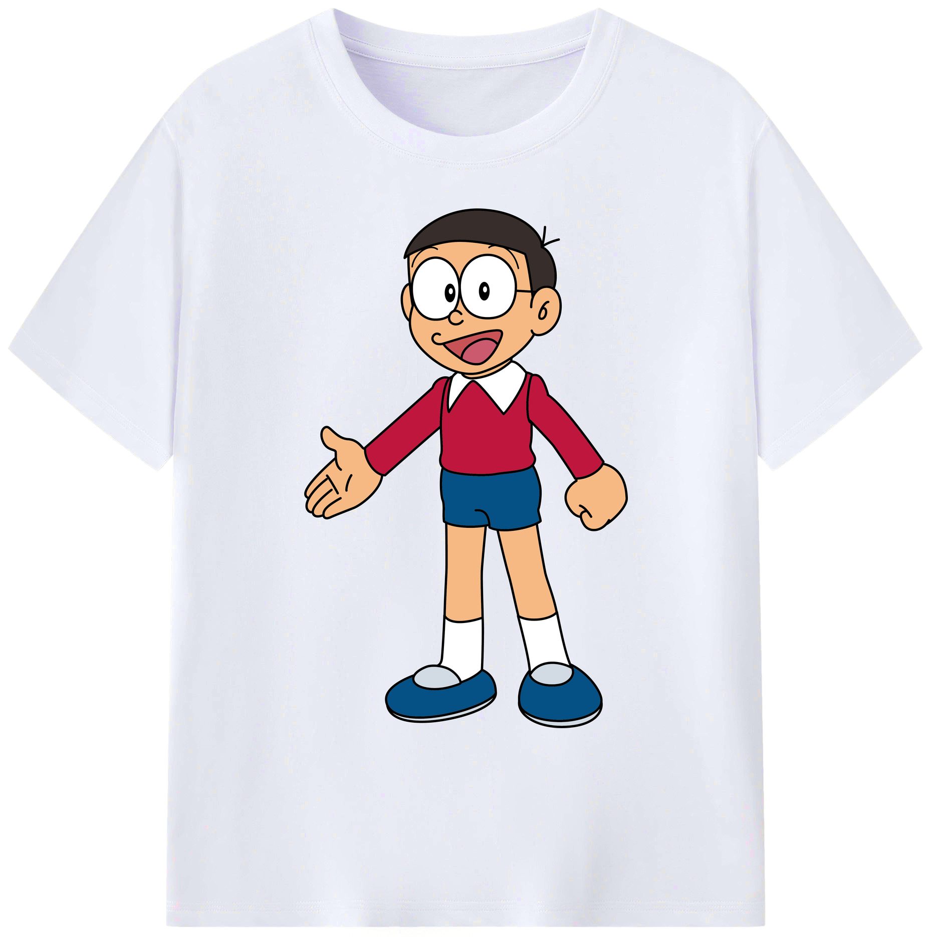 （画像用） ドラえもん 野比 のび太 Doraemon Nobita Nobi 綿100％ メンズ半袖Tシャツ｜肌触りやわらか＆通気性
