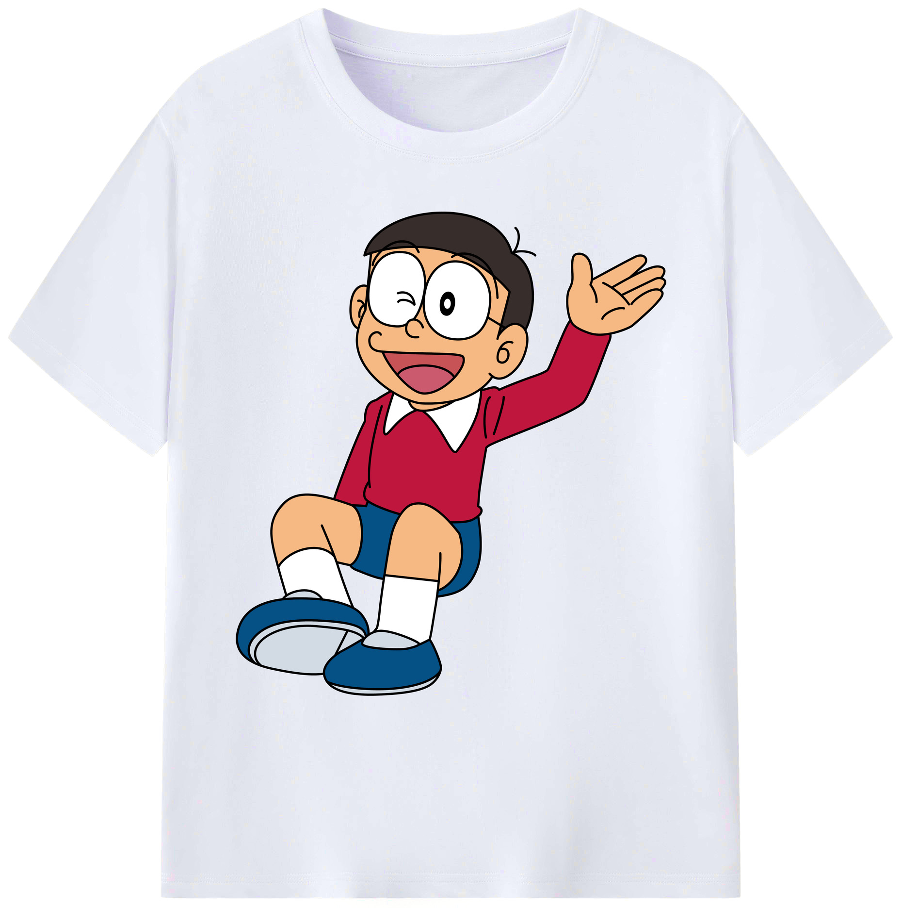 （画像用） ドラえもん 野比 のび太 Doraemon Nobita Nobi 綿100％ メンズ半袖Tシャツ｜肌触りやわらか＆通気性