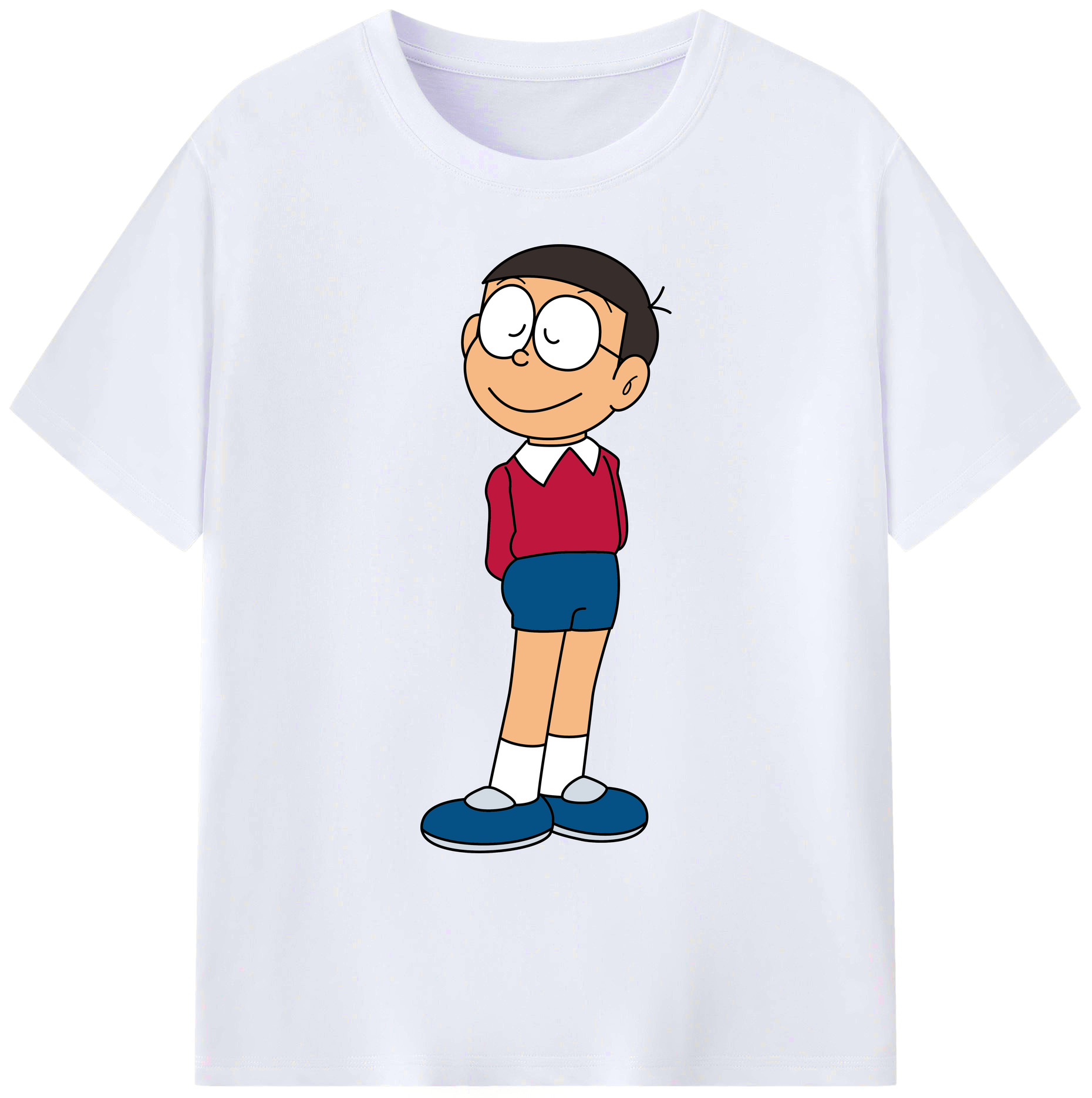 （画像用） ドラえもん 野比 のび太 Doraemon Nobita Nobi 綿100％ メンズ半袖Tシャツ｜肌触りやわらか＆通気性