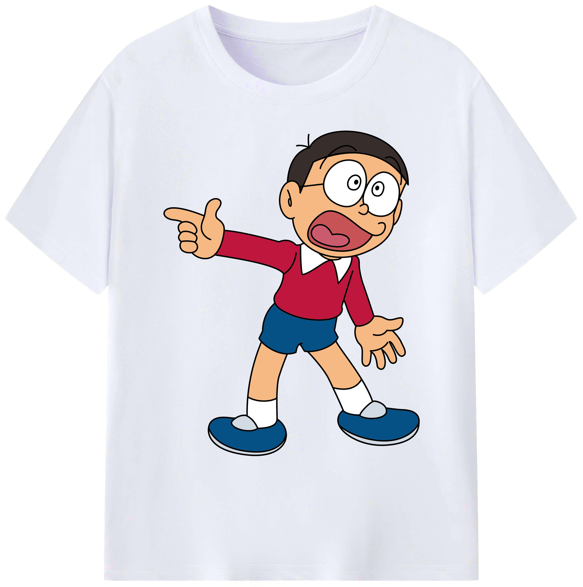 （画像用） ドラえもん 野比 のび太 Doraemon Nobita Nobi 綿100％ メンズ半袖Tシャツ｜肌触りやわらか＆通気性