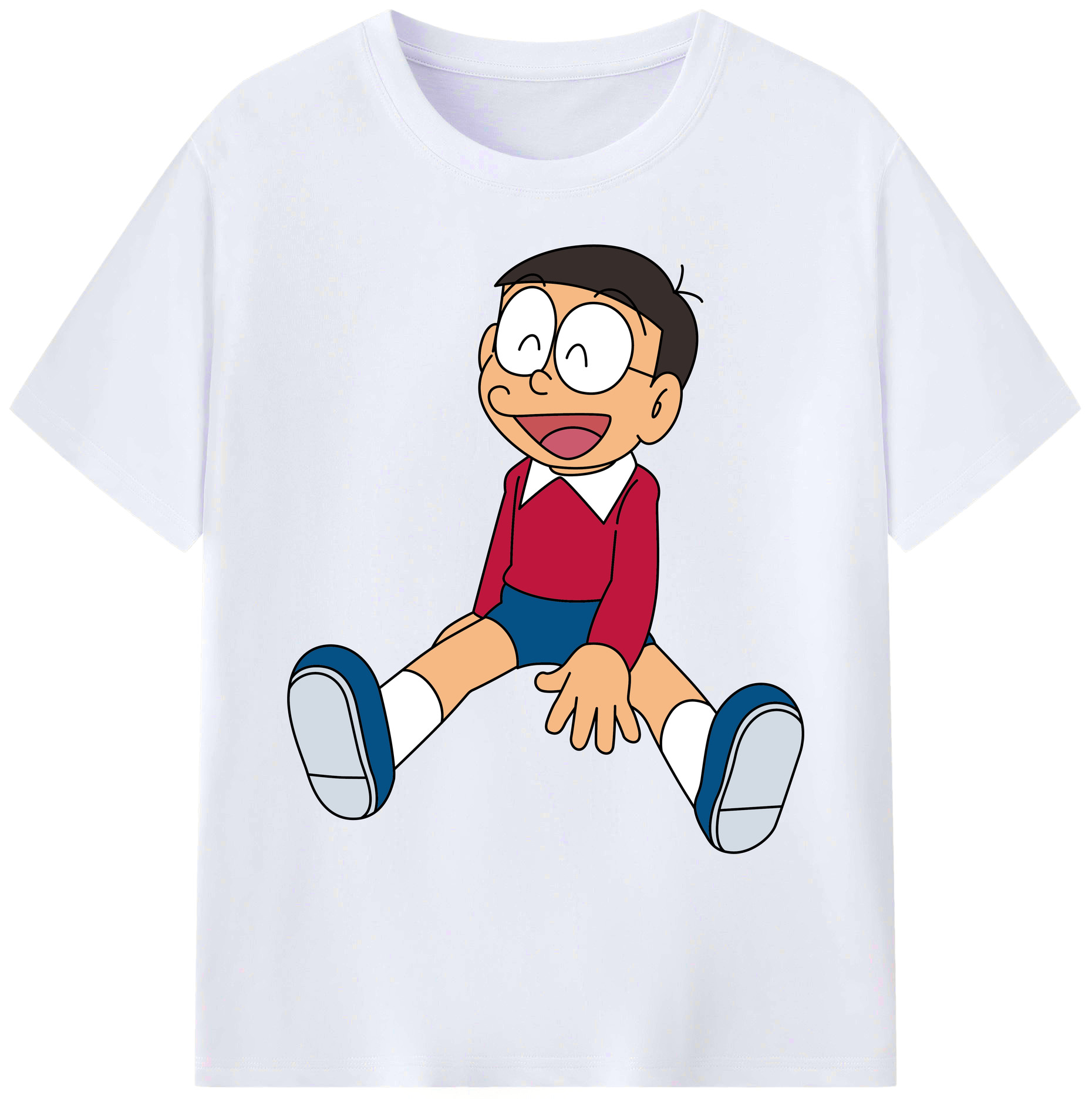 （画像用） ドラえもん 野比 のび太 Doraemon Nobita Nobi 綿100％ メンズ半袖Tシャツ｜肌触りやわらか＆通気性