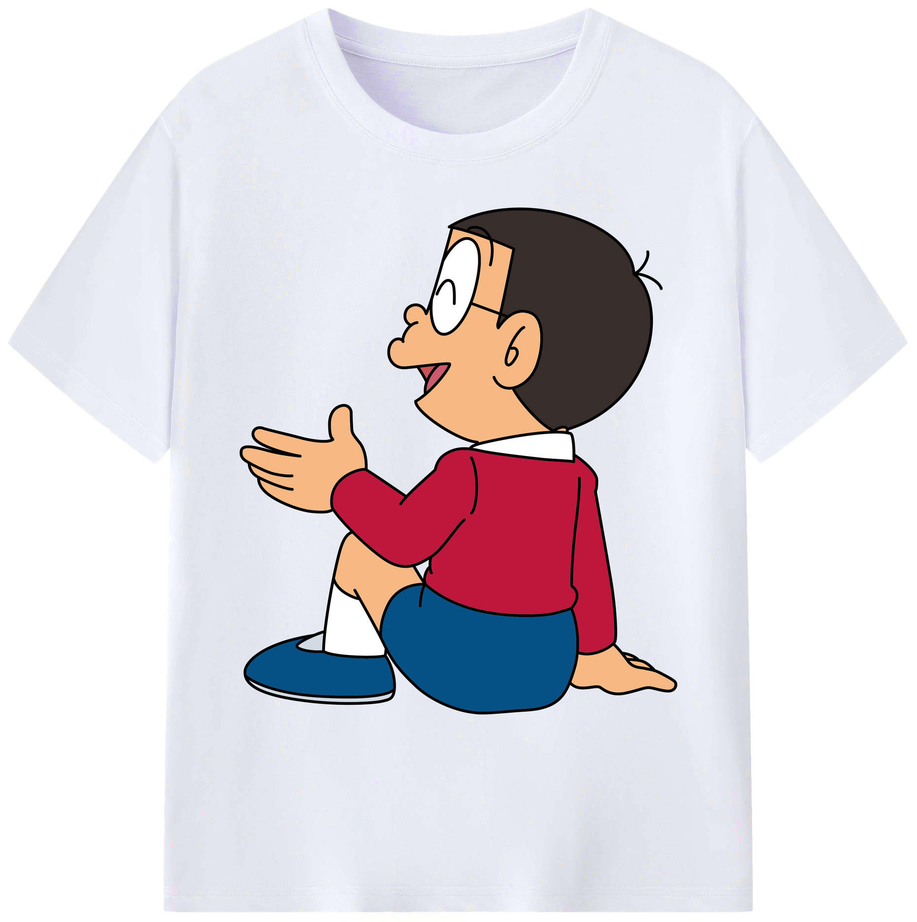 （画像用） ドラえもん 野比 のび太 Doraemon Nobita Nobi 綿100％ メンズ半袖Tシャツ｜肌触りやわらか＆通気性