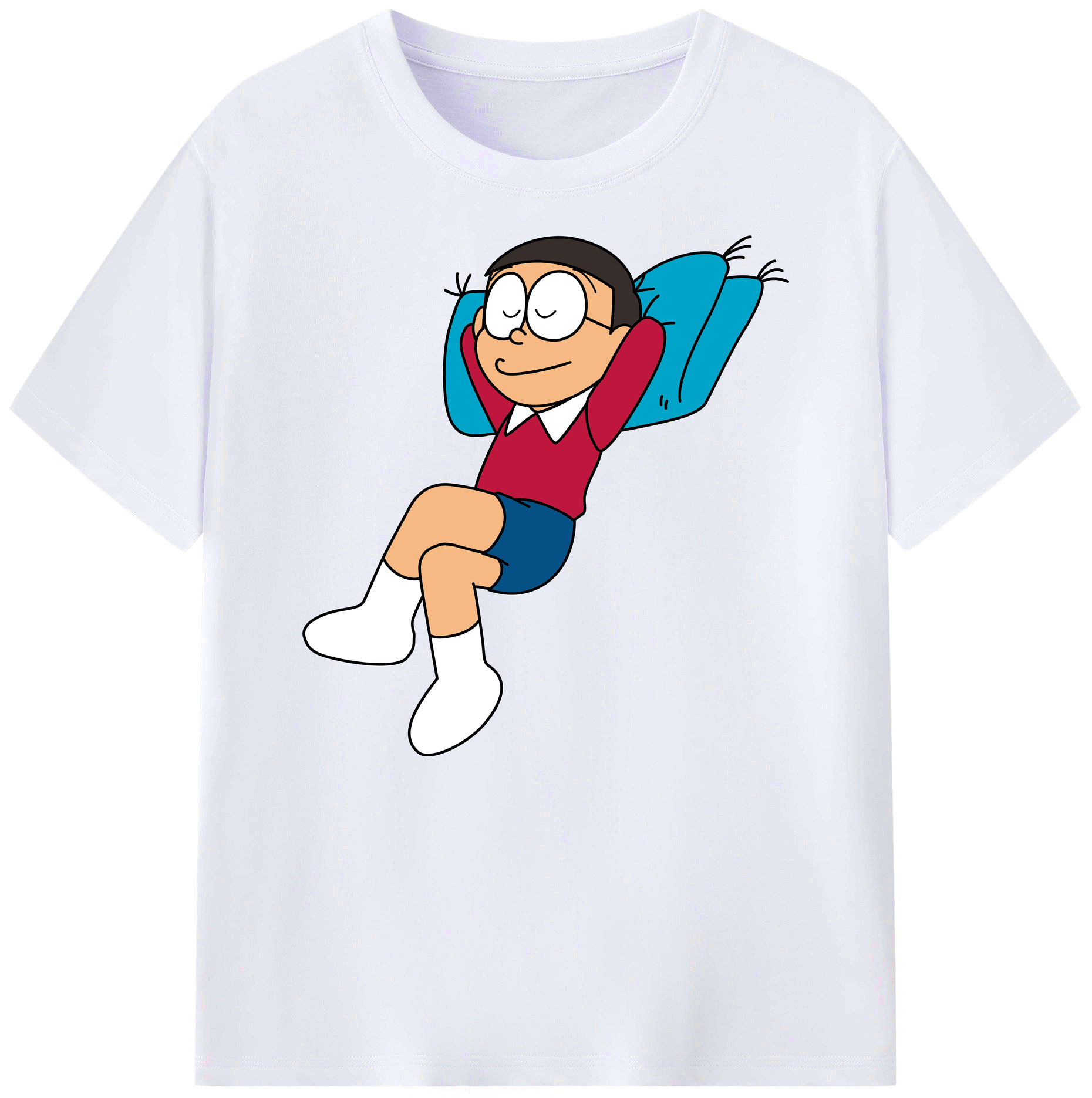 （画像用） ドラえもん 野比 のび太 Doraemon Nobita Nobi 綿100％ メンズ半袖Tシャツ｜肌触りやわらか＆通気性