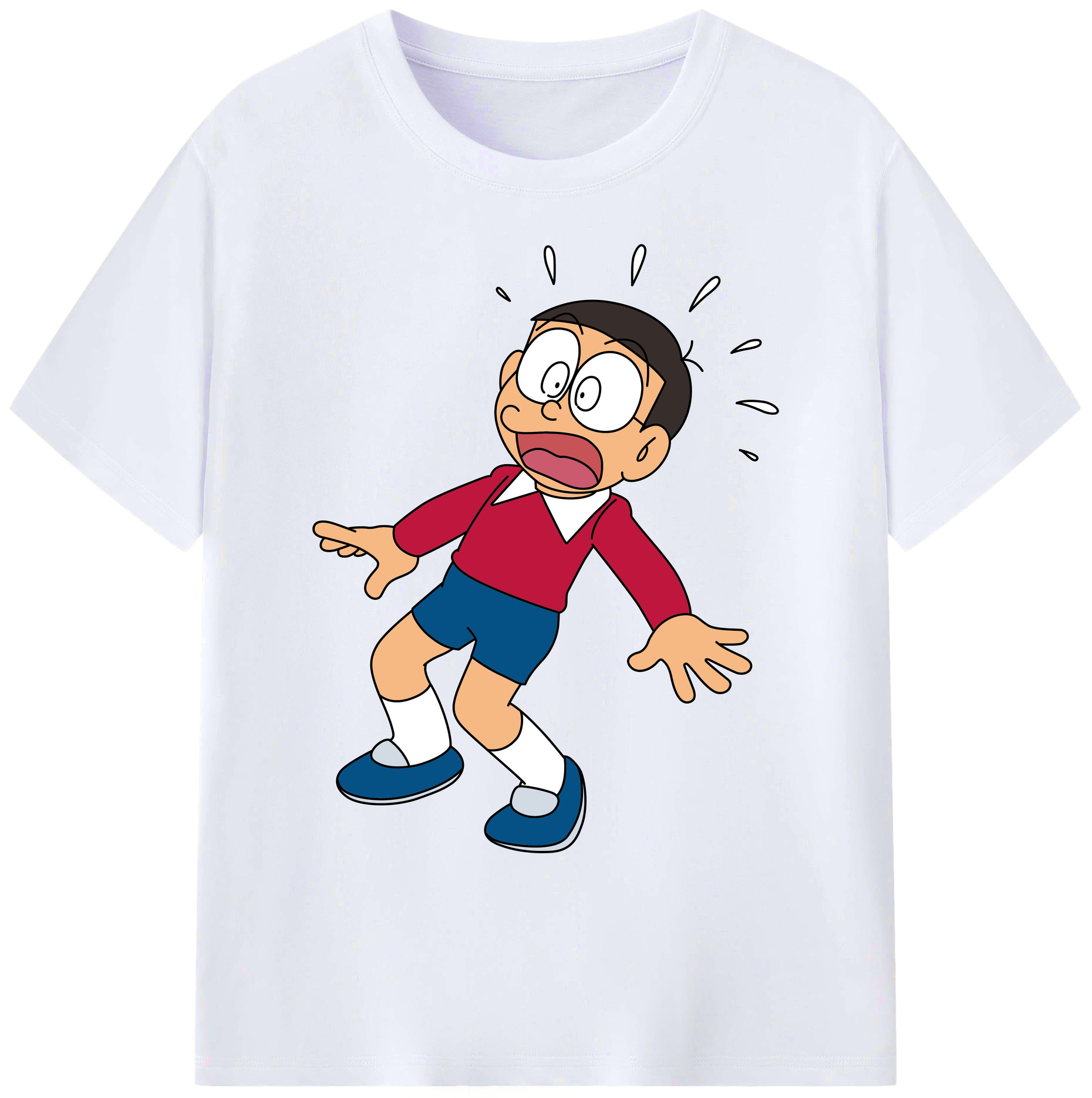 （画像用） ドラえもん 野比 のび太 Doraemon Nobita Nobi 綿100％ メンズ半袖Tシャツ｜肌触りやわらか＆通気性